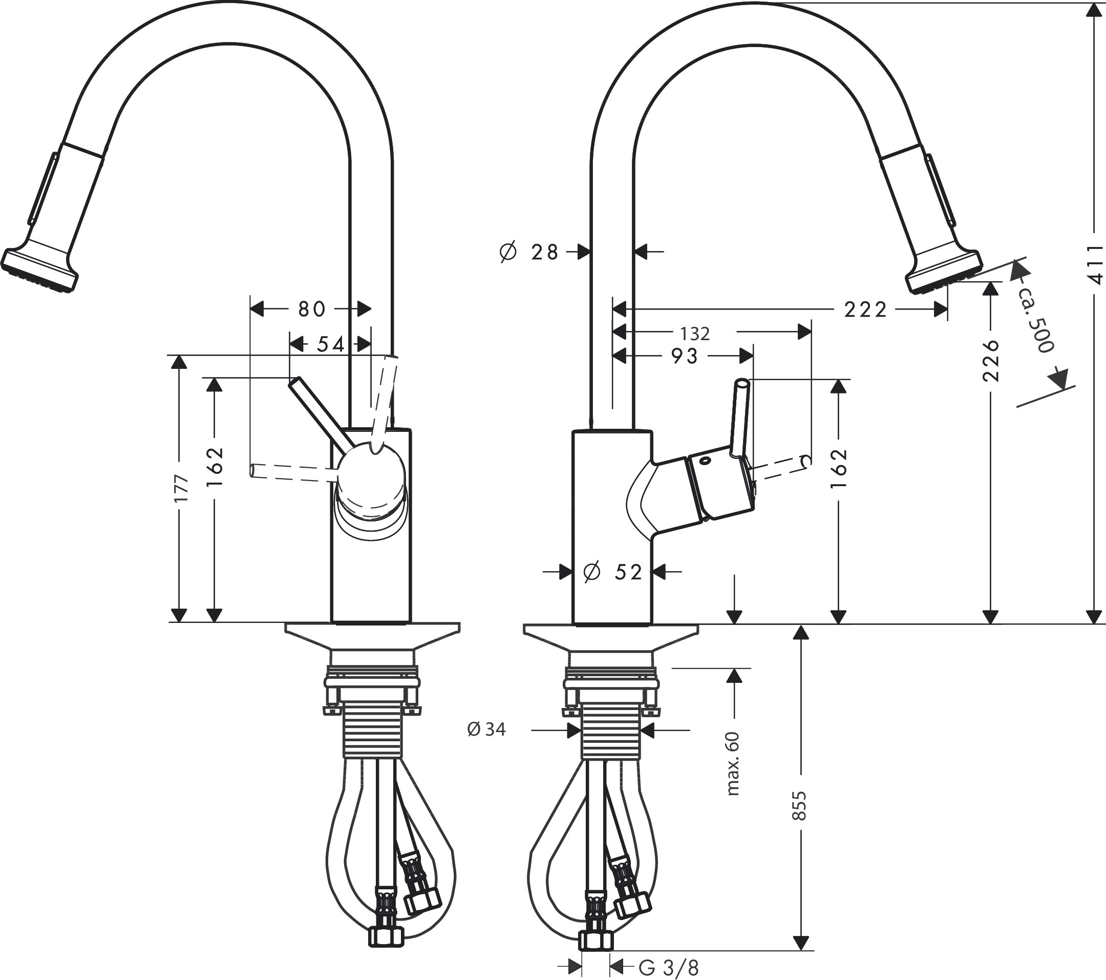 14877000 смеситель для кухни выдвижной излив hansgrohe talis s