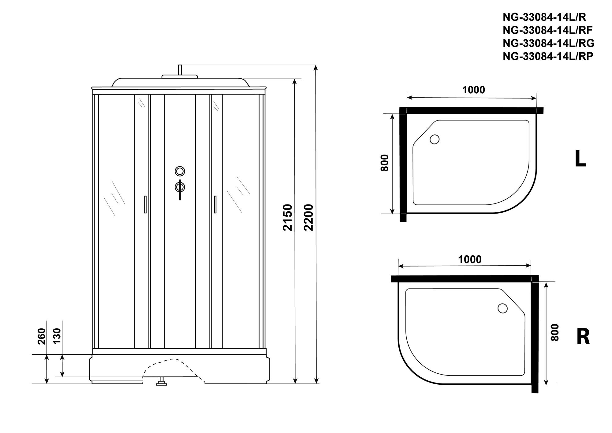 Душевая кабина Niagara Classic NG-33084-14LF 100x80