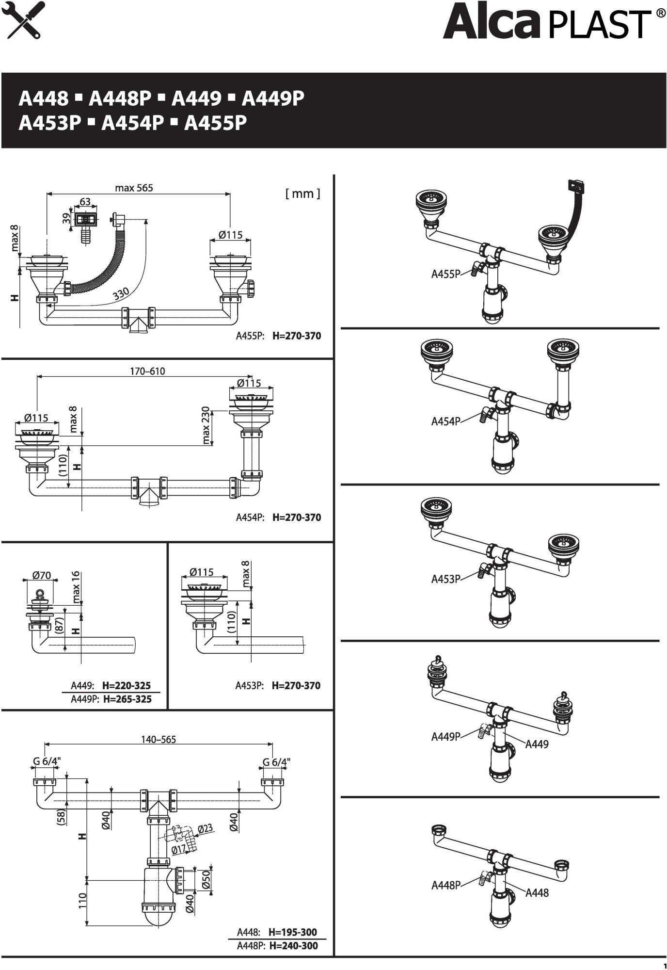 Сифон для мойки AlcaPlast A454P