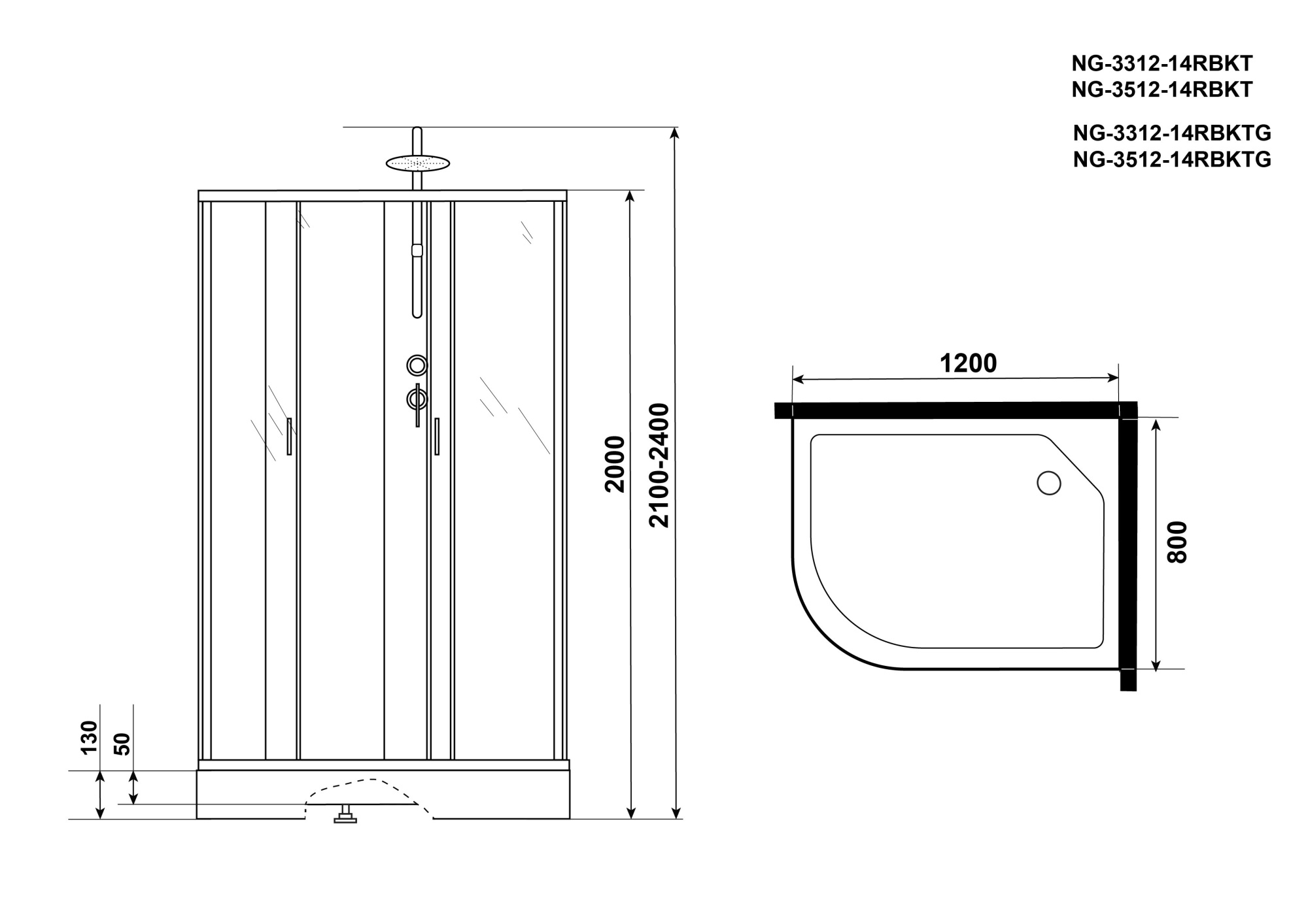 Душевая кабина Niagara Classic NG-3312-14RBKT 120x80