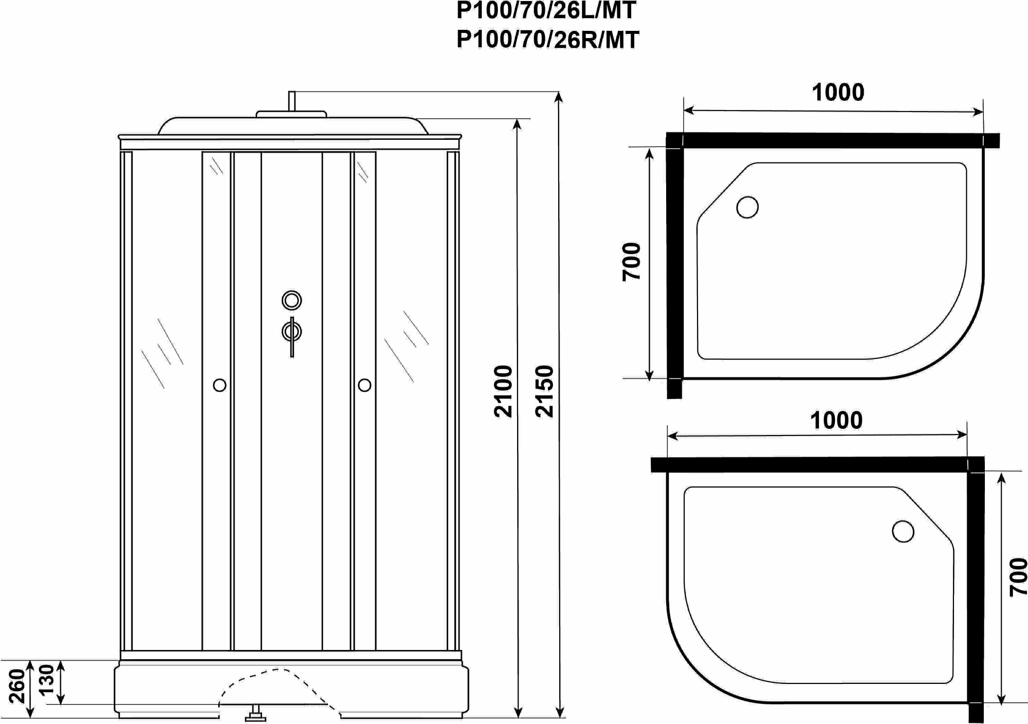 Душевая кабина Niagara Promo P100/70/26L/MT 100x70