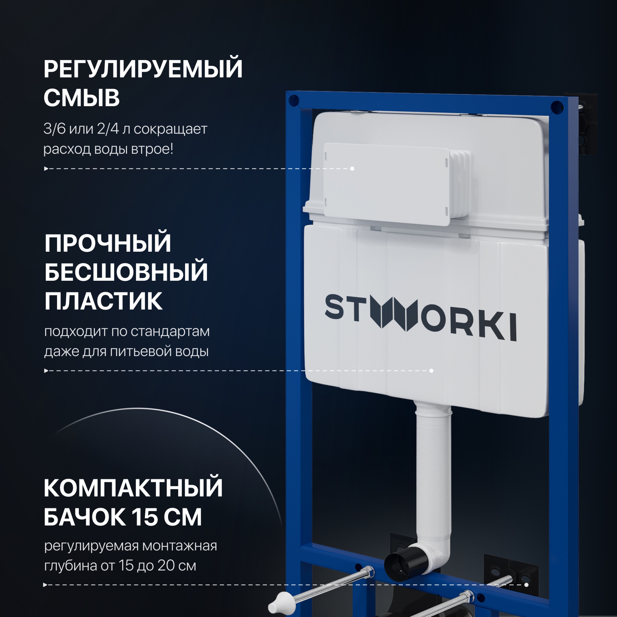 Комплект Унитаз подвесной STWORKI Ларвик 5512 безободковый, с микролифтом + Инсталляция 510163 + Кно