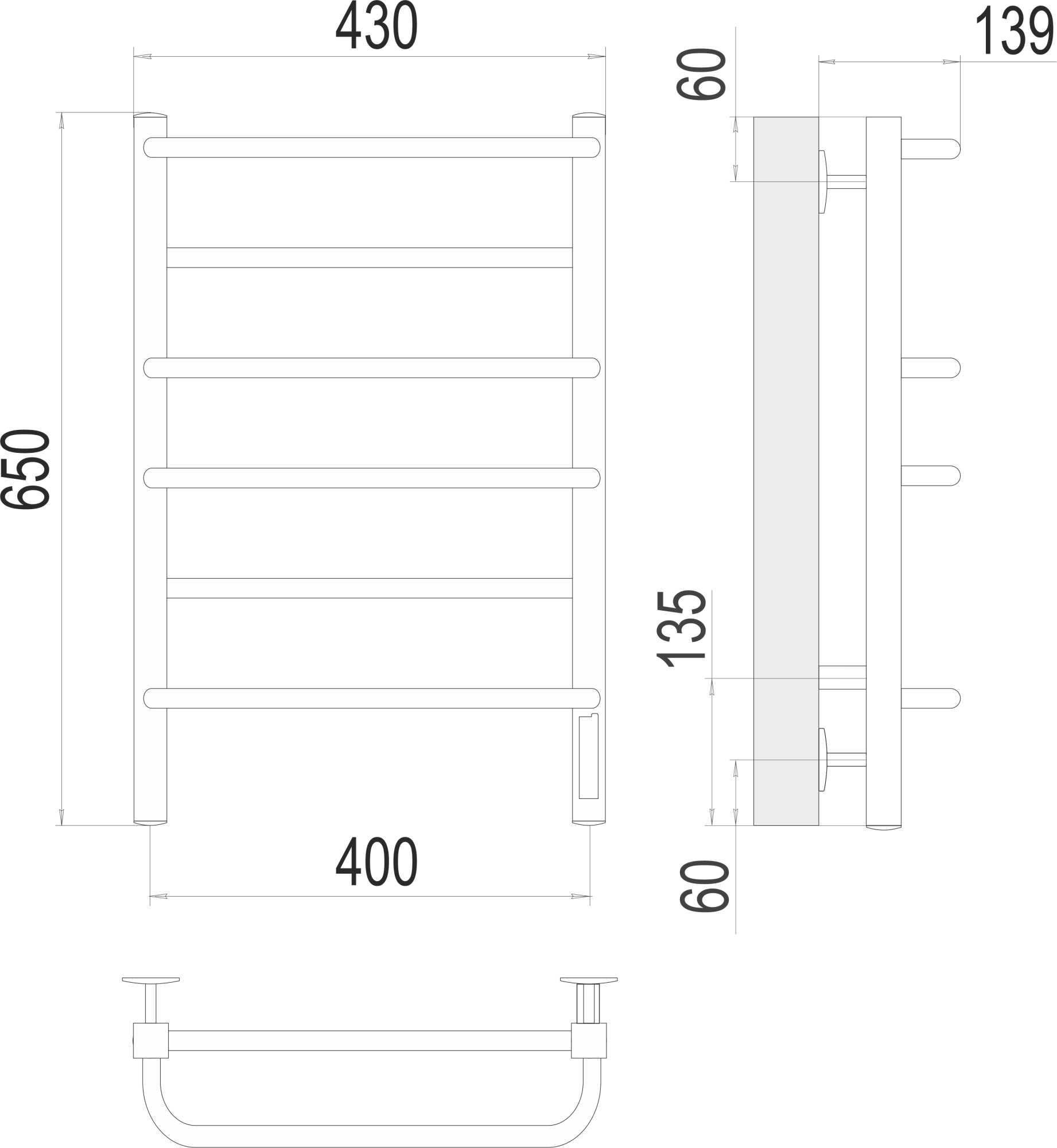 Полотенцесушитель электрический Terminus Standart Евромикс Квадро П6 40x65