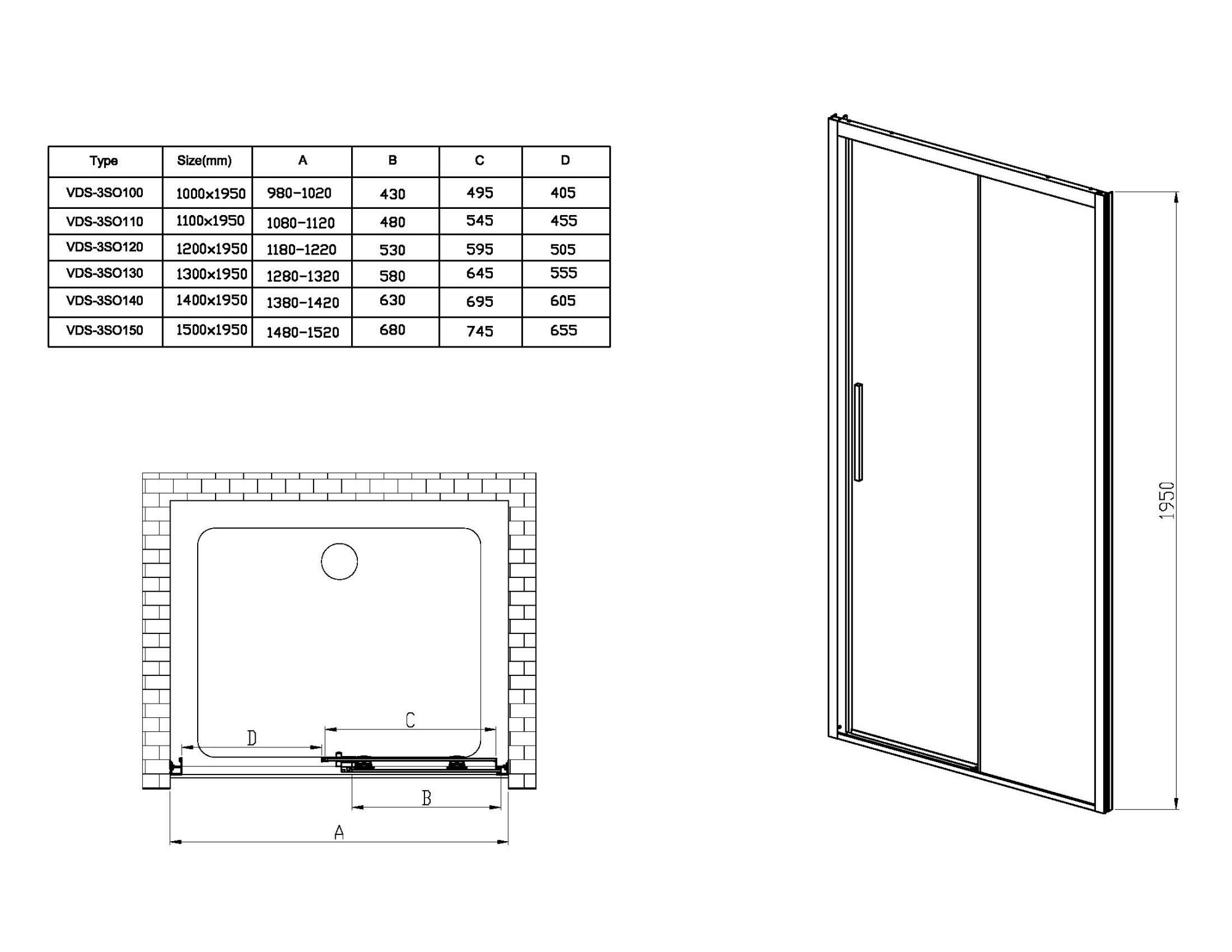 Душевая дверь Vincea Soft VDS-3SO 120x195 CLB