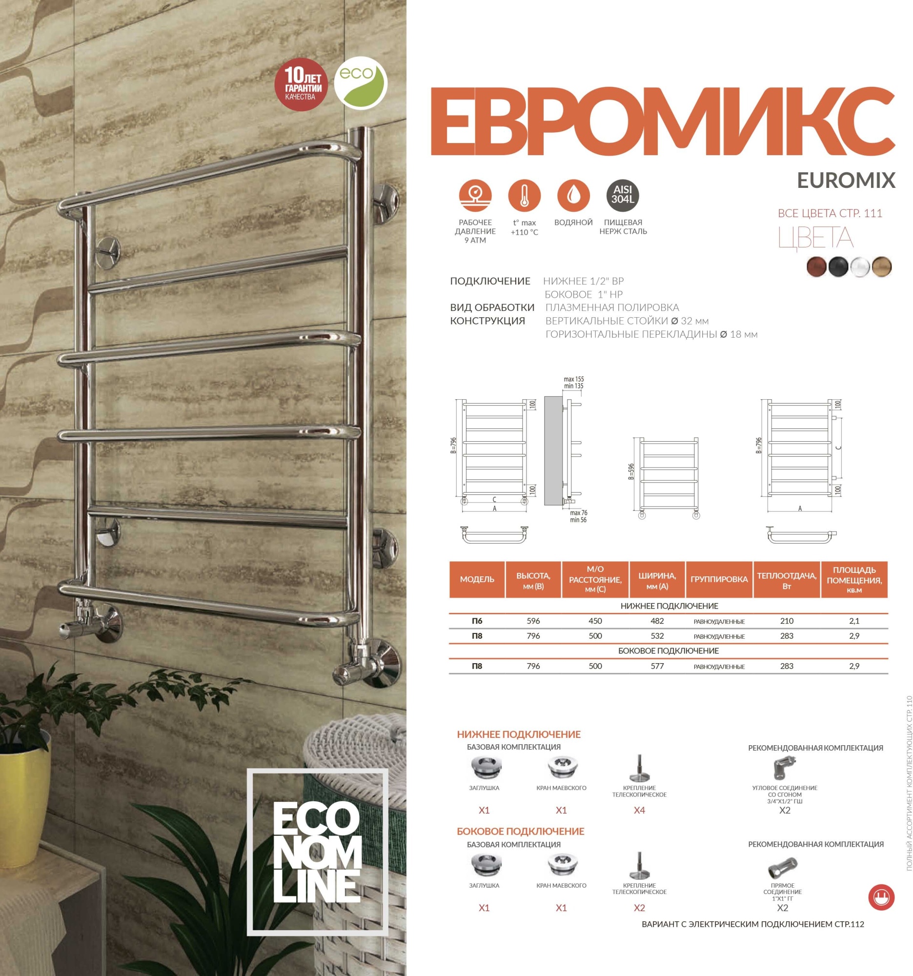 Полотенцесушитель водяной Terminus Eco Евромикс П6 50x60