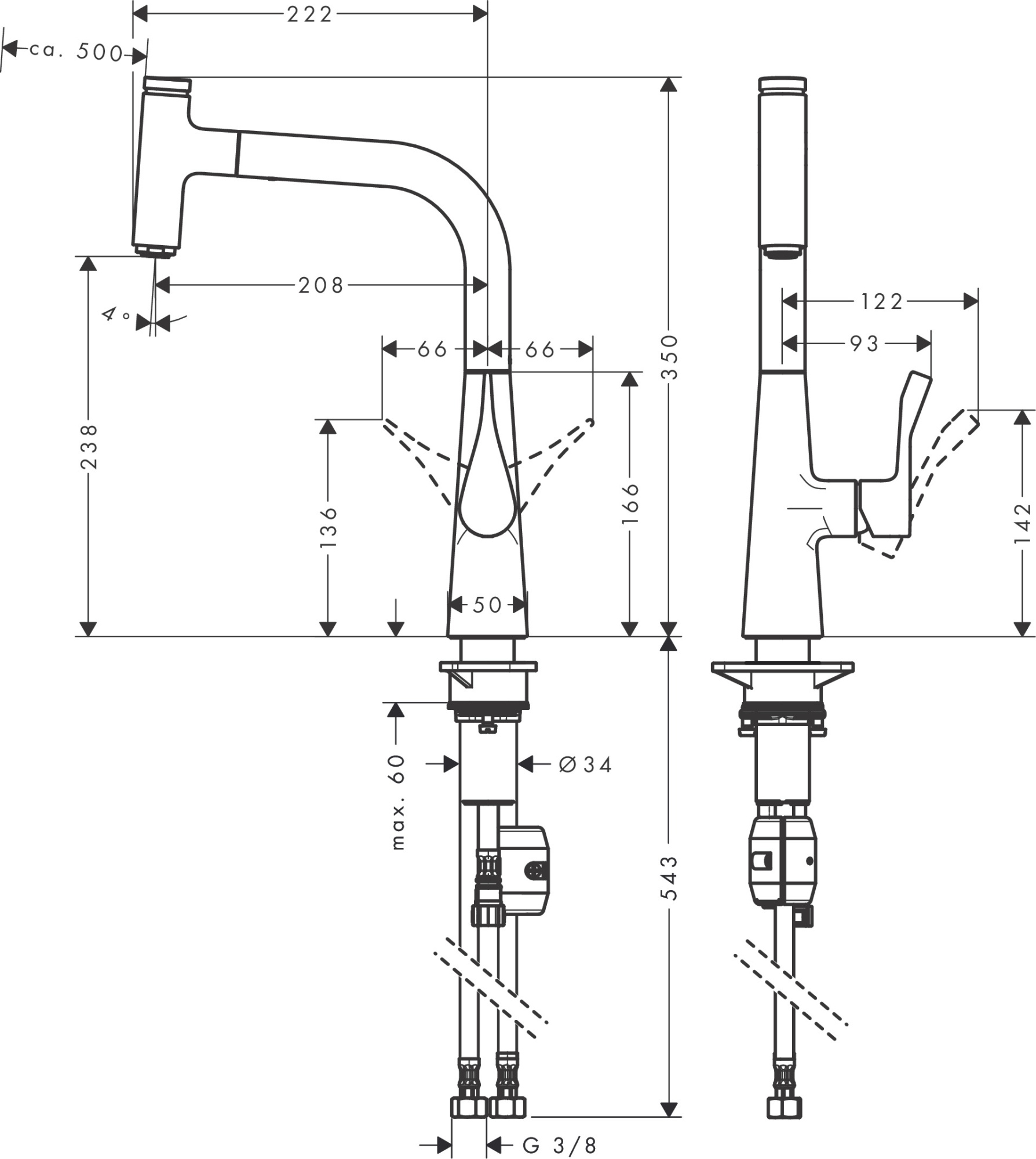 Смеситель Hansgrohe Metris Select 14857000 для кухни