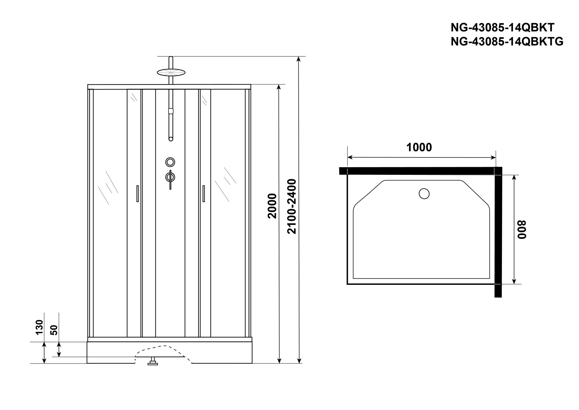 Душевая кабина Niagara Classic NG-43085-14QBKTG 100x80