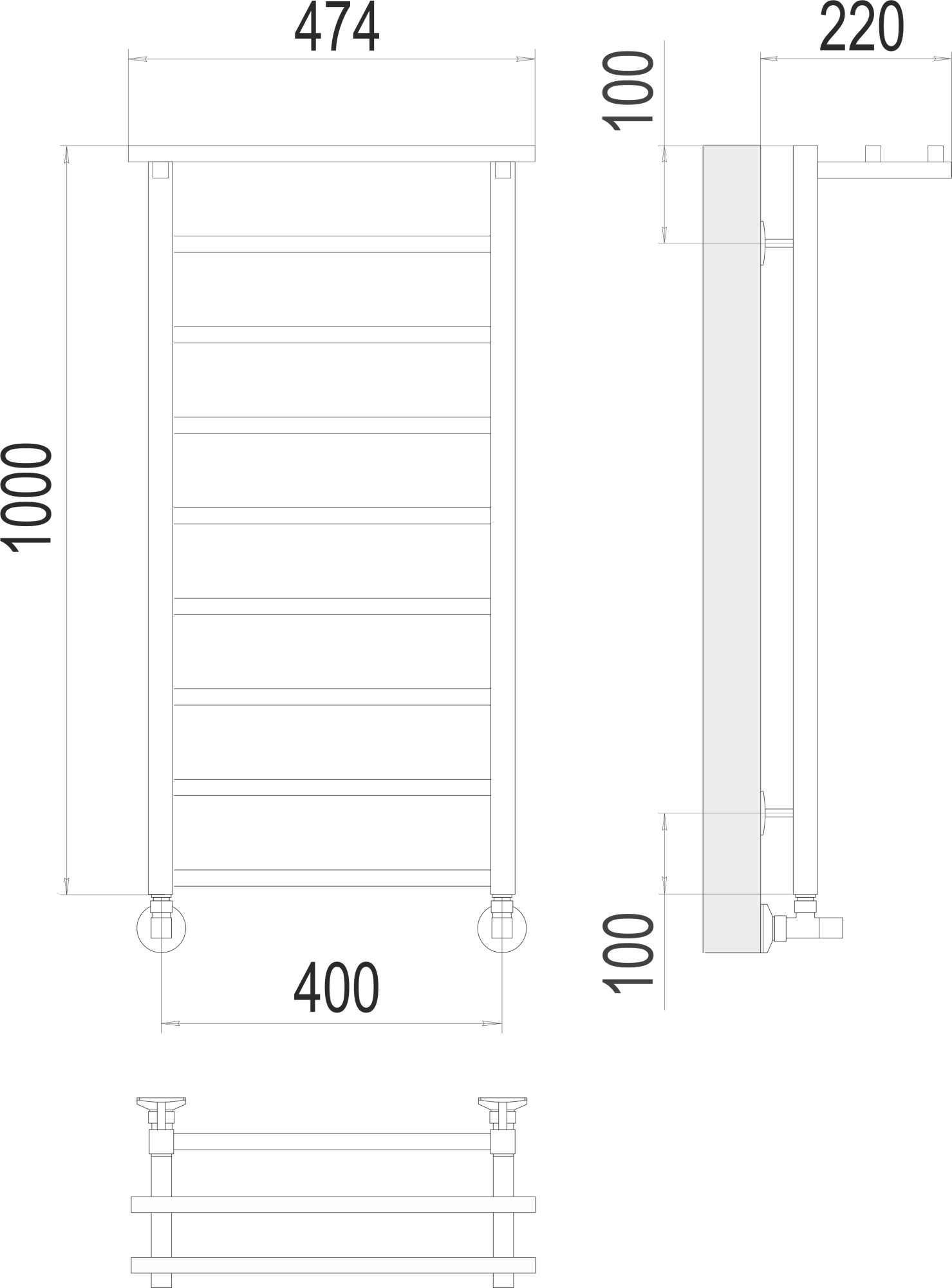 Полотенцесушитель водяной Terminus Standart Контур с/п П9 40x100