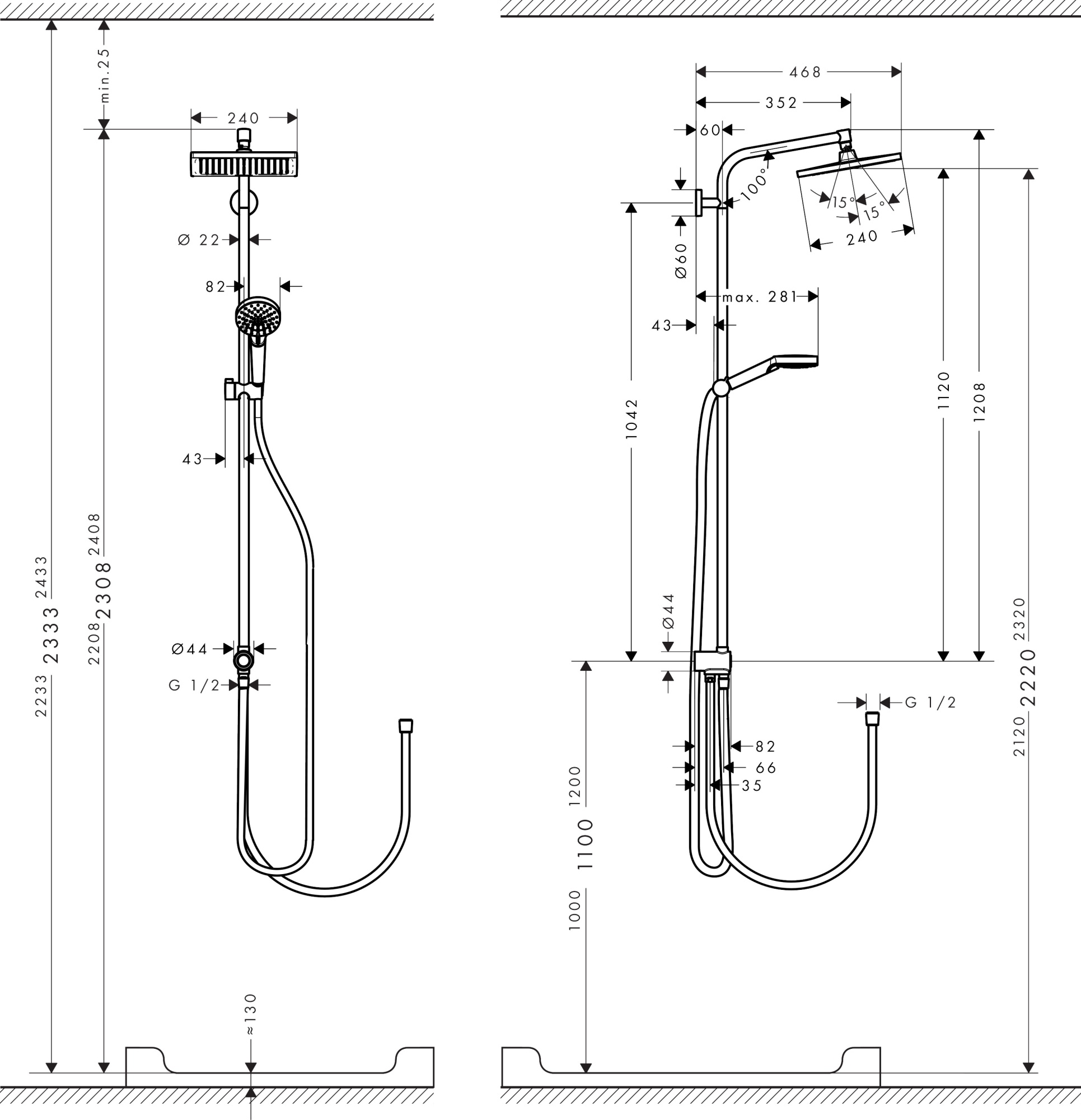 Душевая стойка Hansgrohe Crometta E 27289000 без смесителя