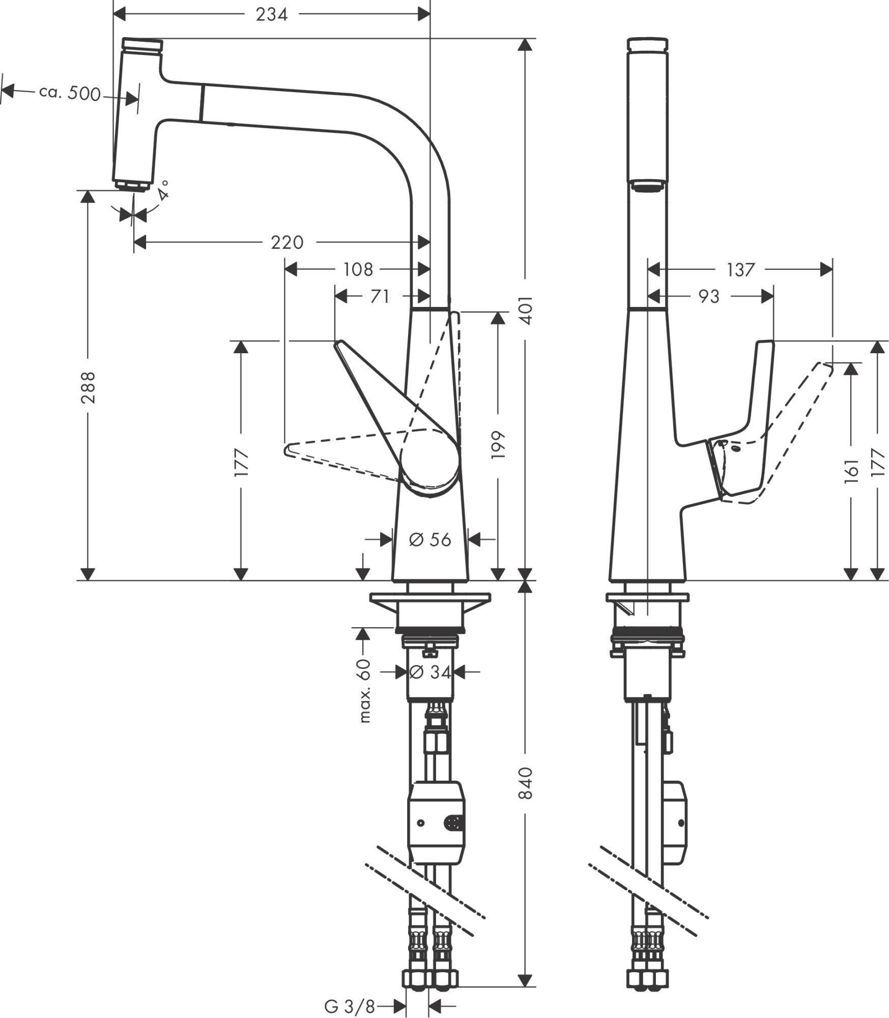 Смеситель Hansgrohe Talis Select S 72821000 для кухни