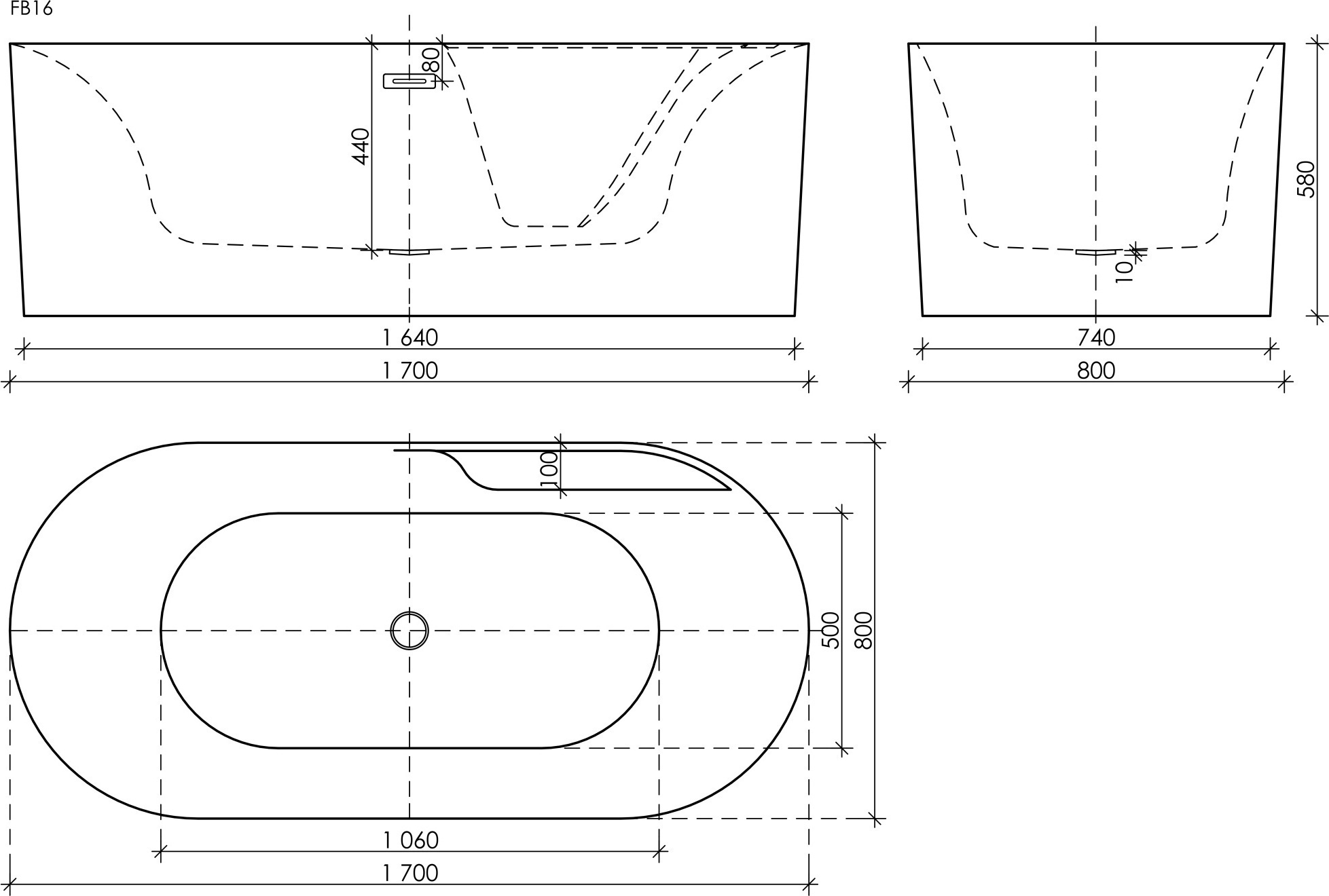 Акриловая ванна Sancos Omega 170x80