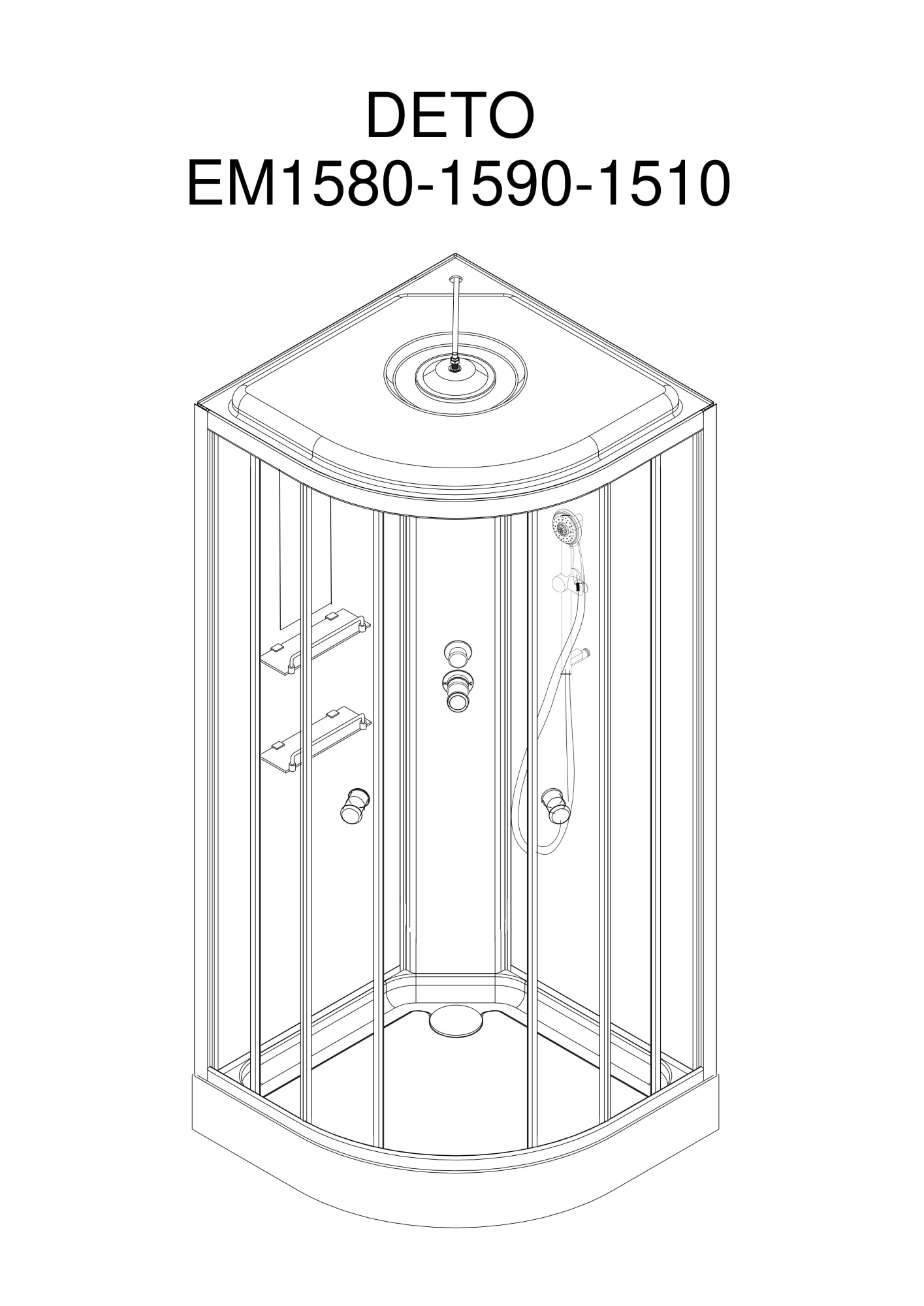 Душевая кабина Deto ЕМ1580N LED гм 80х80