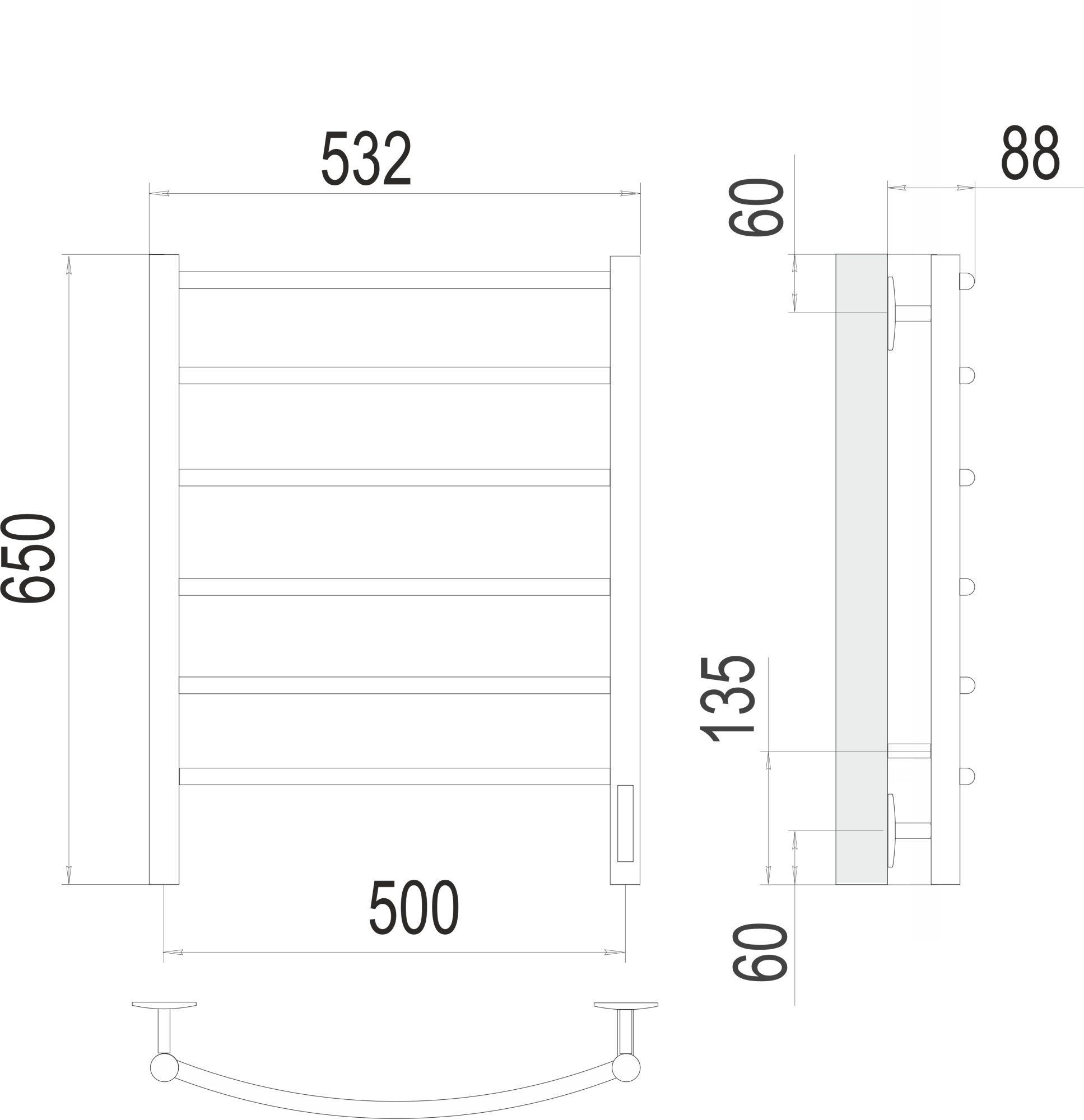 Полотенцесушитель электрический Terminus Standart Классик П6 50x65