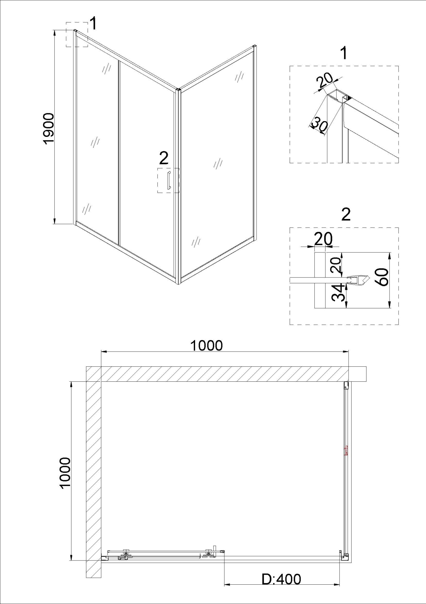 Душевая дверь Niagara Nova NG-82-10AB 100x190