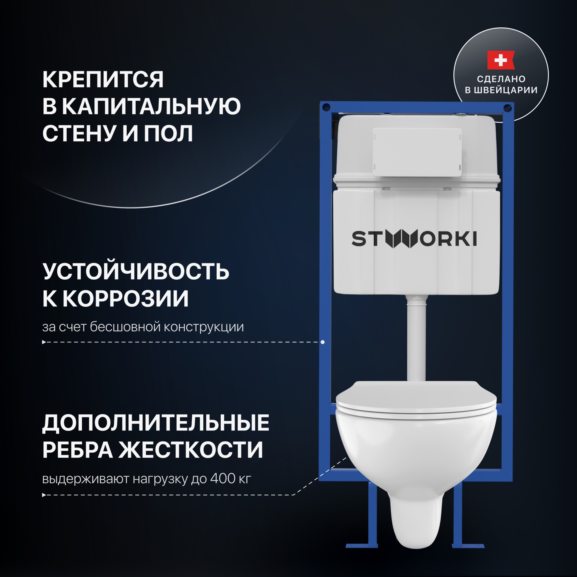 Комплект Унитаз подвесной STWORKI Хедмарк 3510 безободковый + Крышка Smart 0302 с микролифтом + Инст