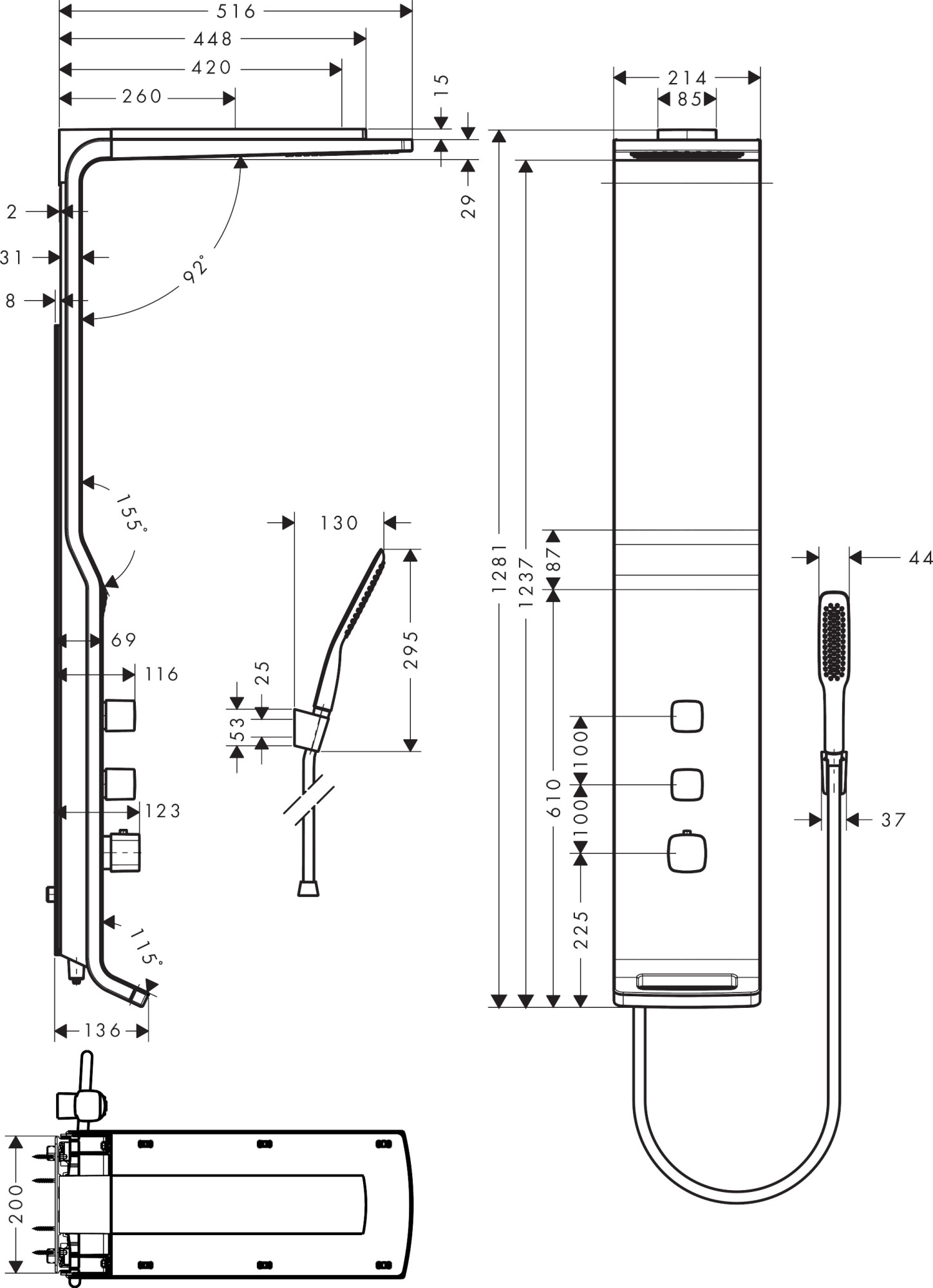 Душевая панель Hansgrohe Raindance 27008000