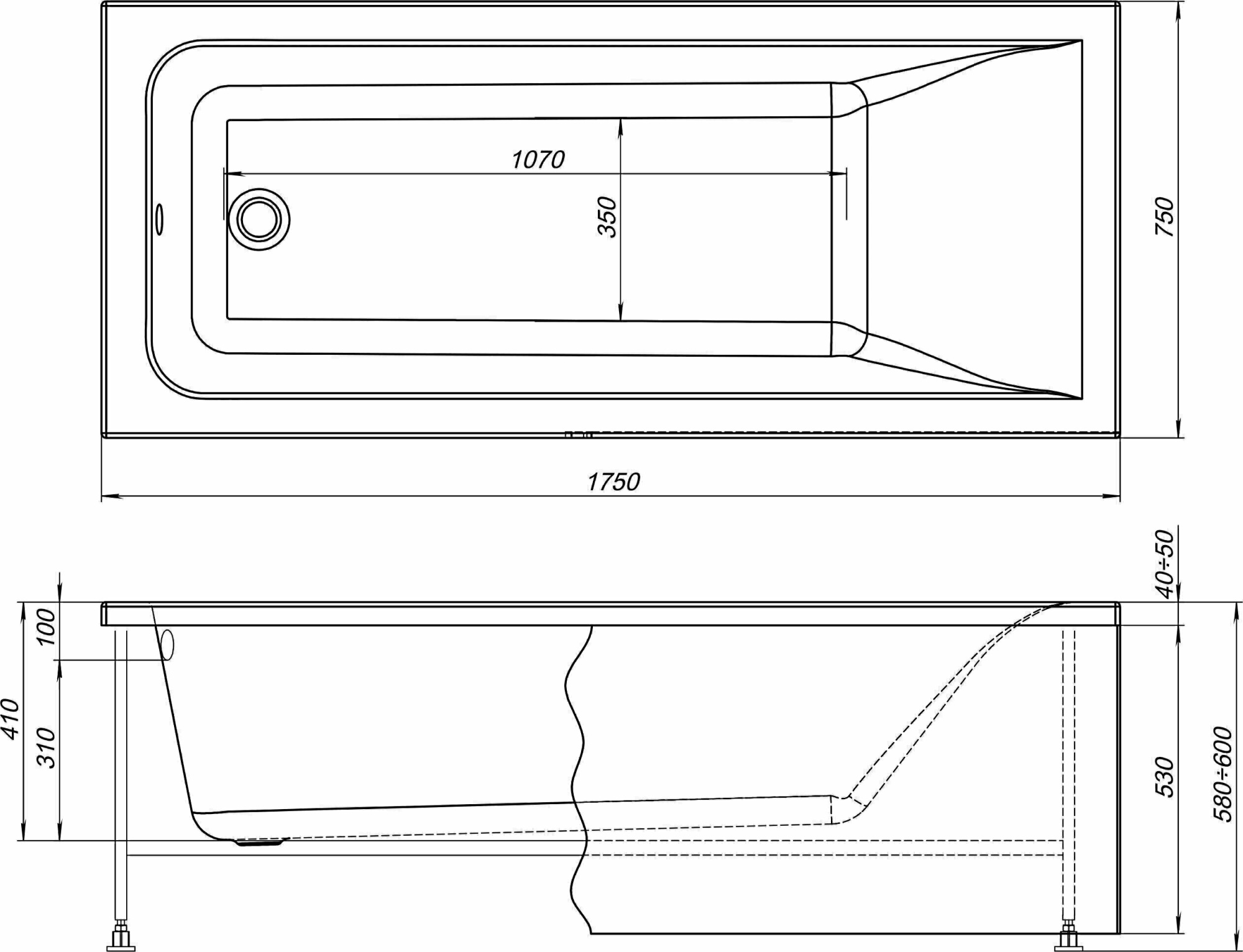 Акриловая ванна Stworki Стокгольм 175x75