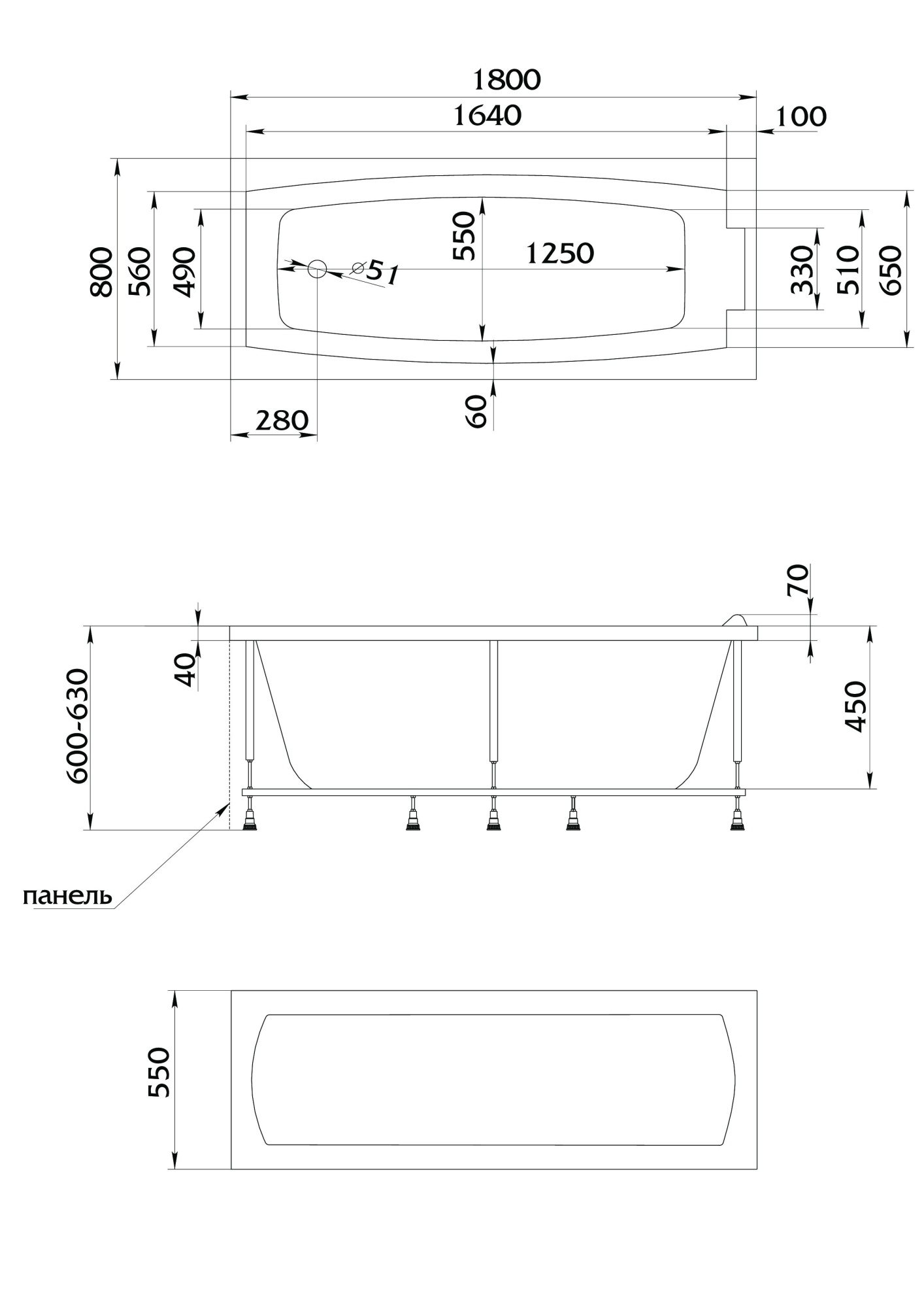 Акриловая ванна 1Marka Marka One Aelita 180x80