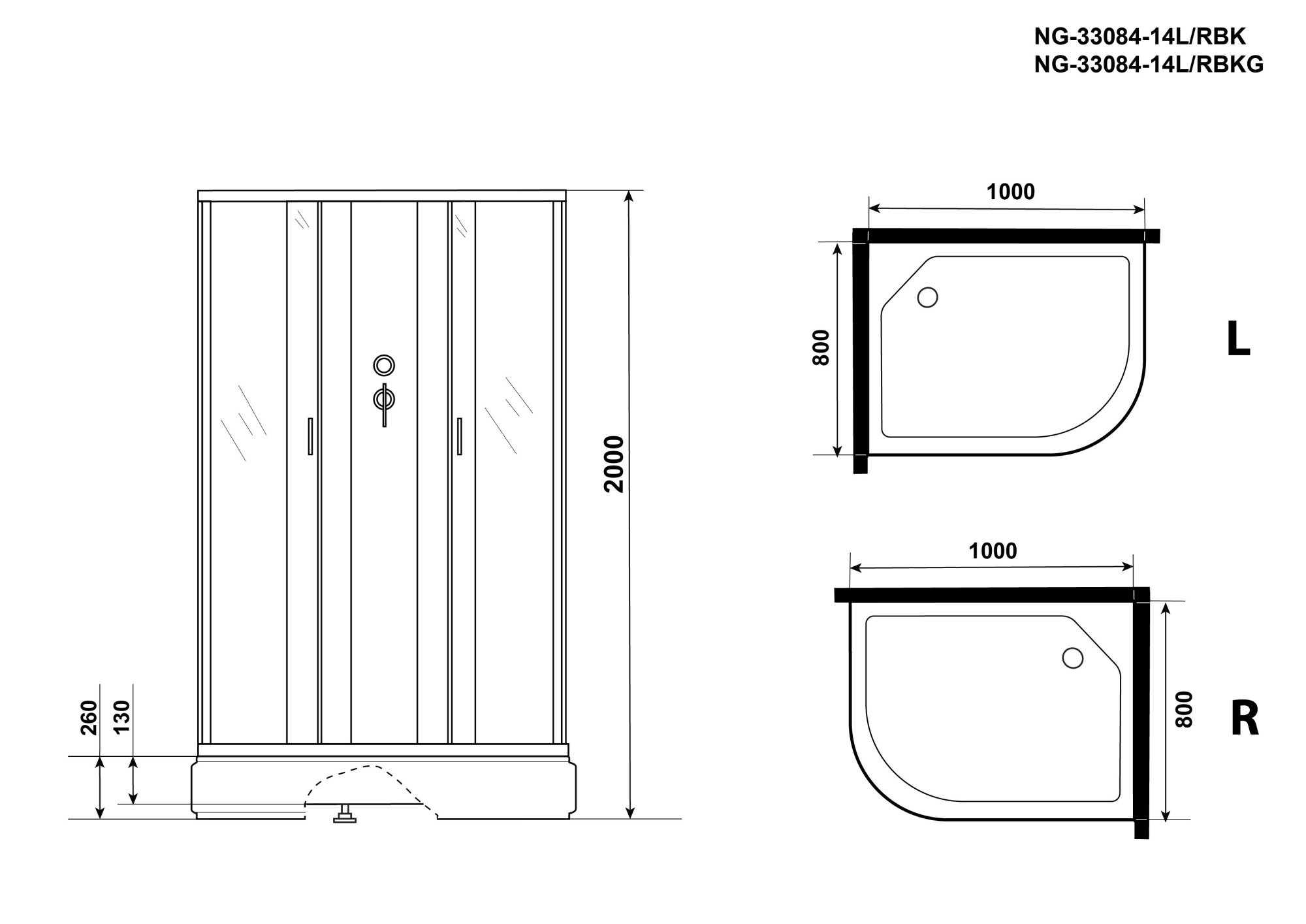 Душевая кабина Niagara Classic NG-33084-14RBKG 100x80