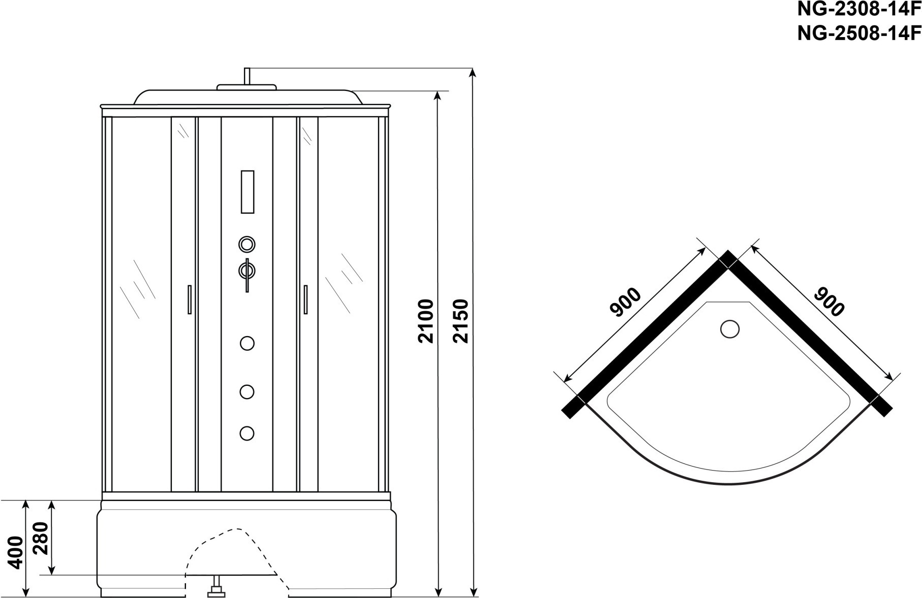 Душевая кабина Niagara Classic NG-2308-14F 90x90