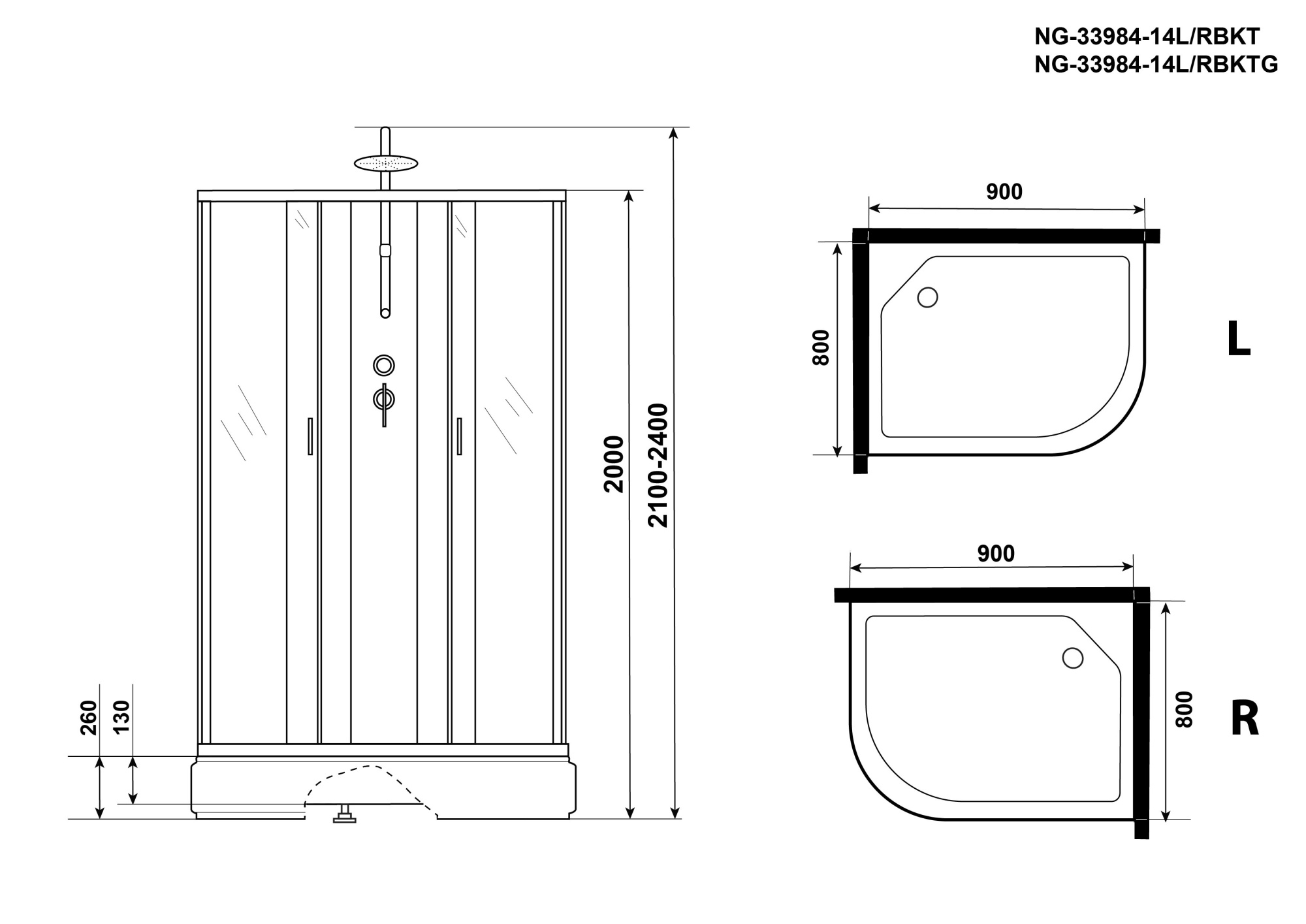 Душевая кабина Niagara Classic NG-33984-14R 90x80