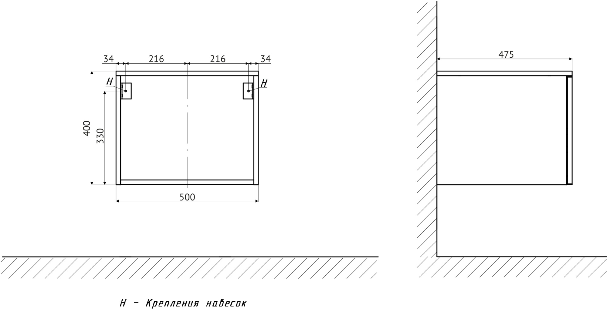  Комплект мебели STWORKI Ольборг 100 дуб карпентер, без отверстий, 2 тумбы 50