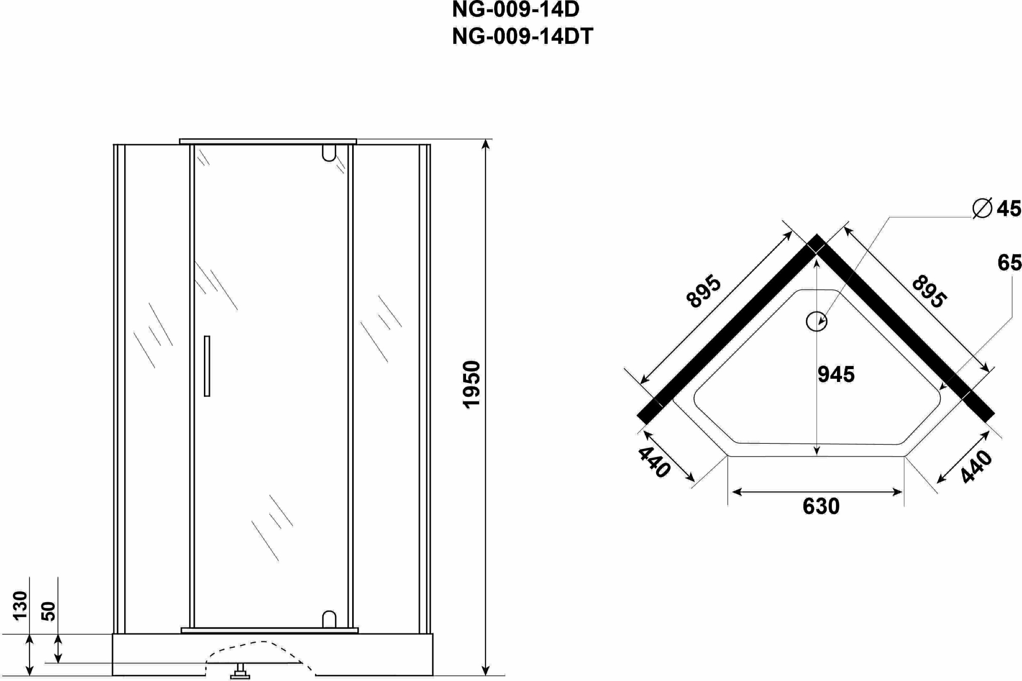 Душевой уголок Niagara Eco NG-09-14D 90x90