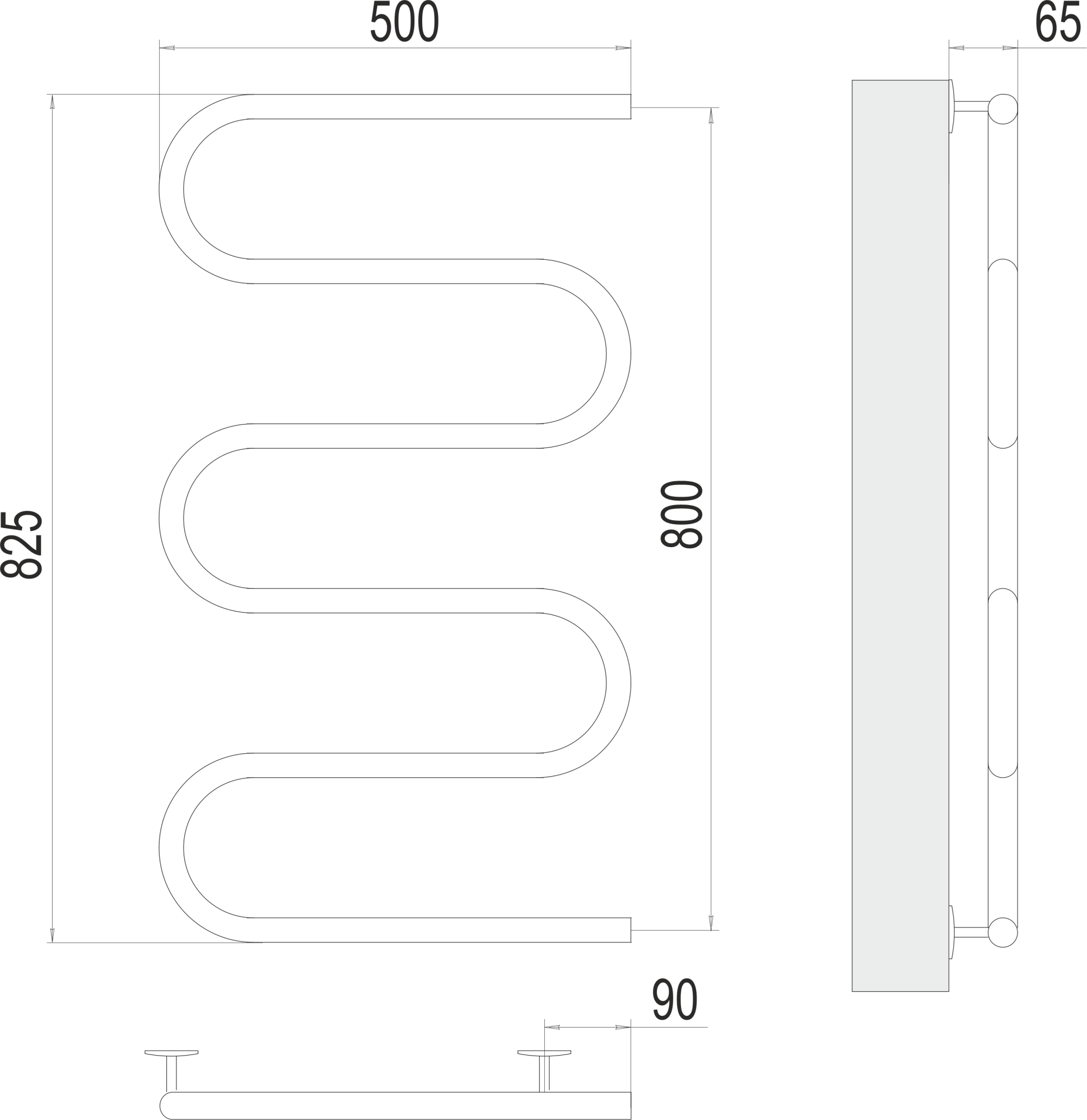 Полотенцесушитель электрический Terminus Eco Ш-обр 50x83