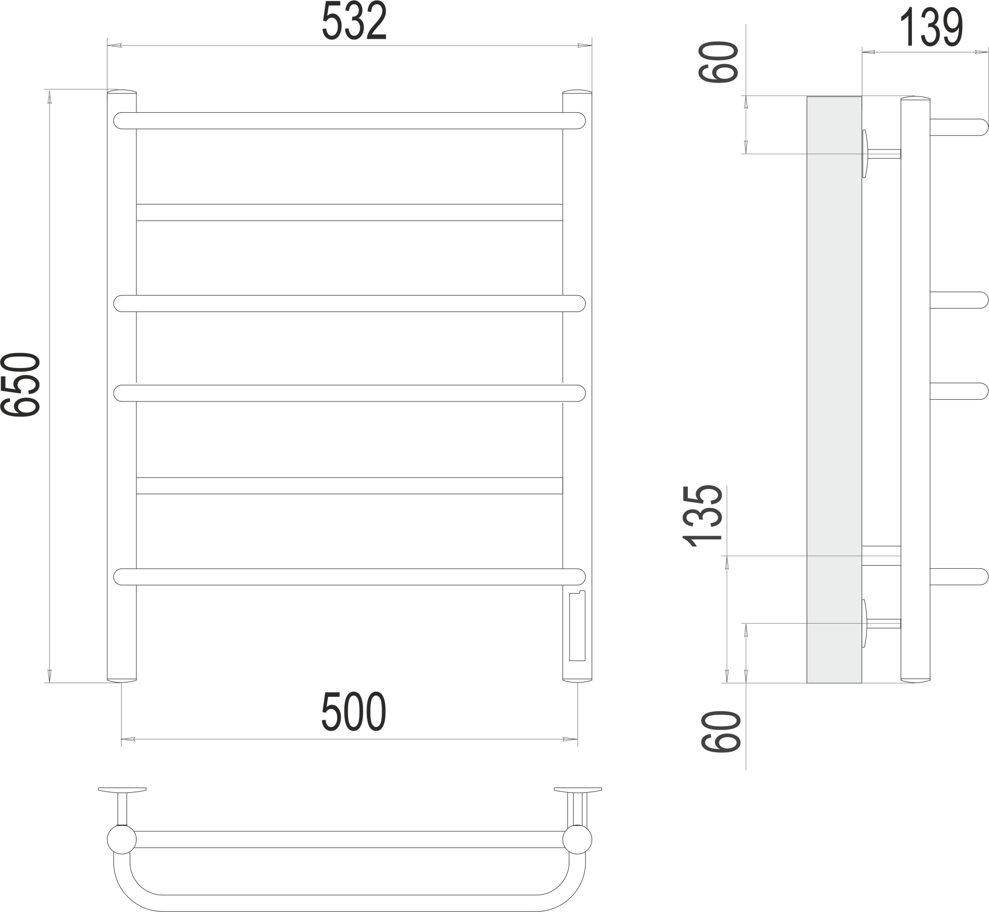 Полотенцесушитель электрический Terminus Standart Евромикс П6 50x65