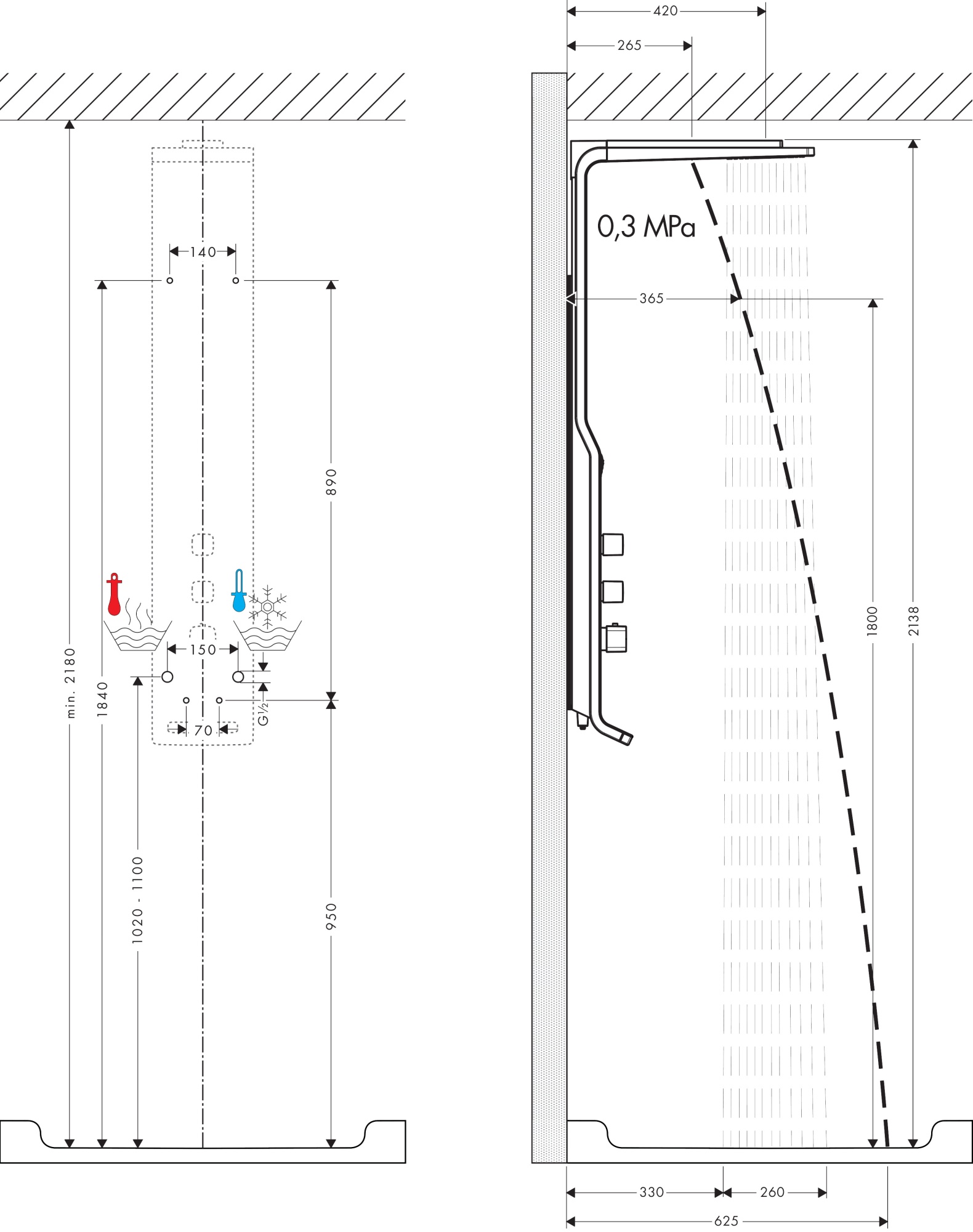 Душевая панель Hansgrohe Raindance 27008400