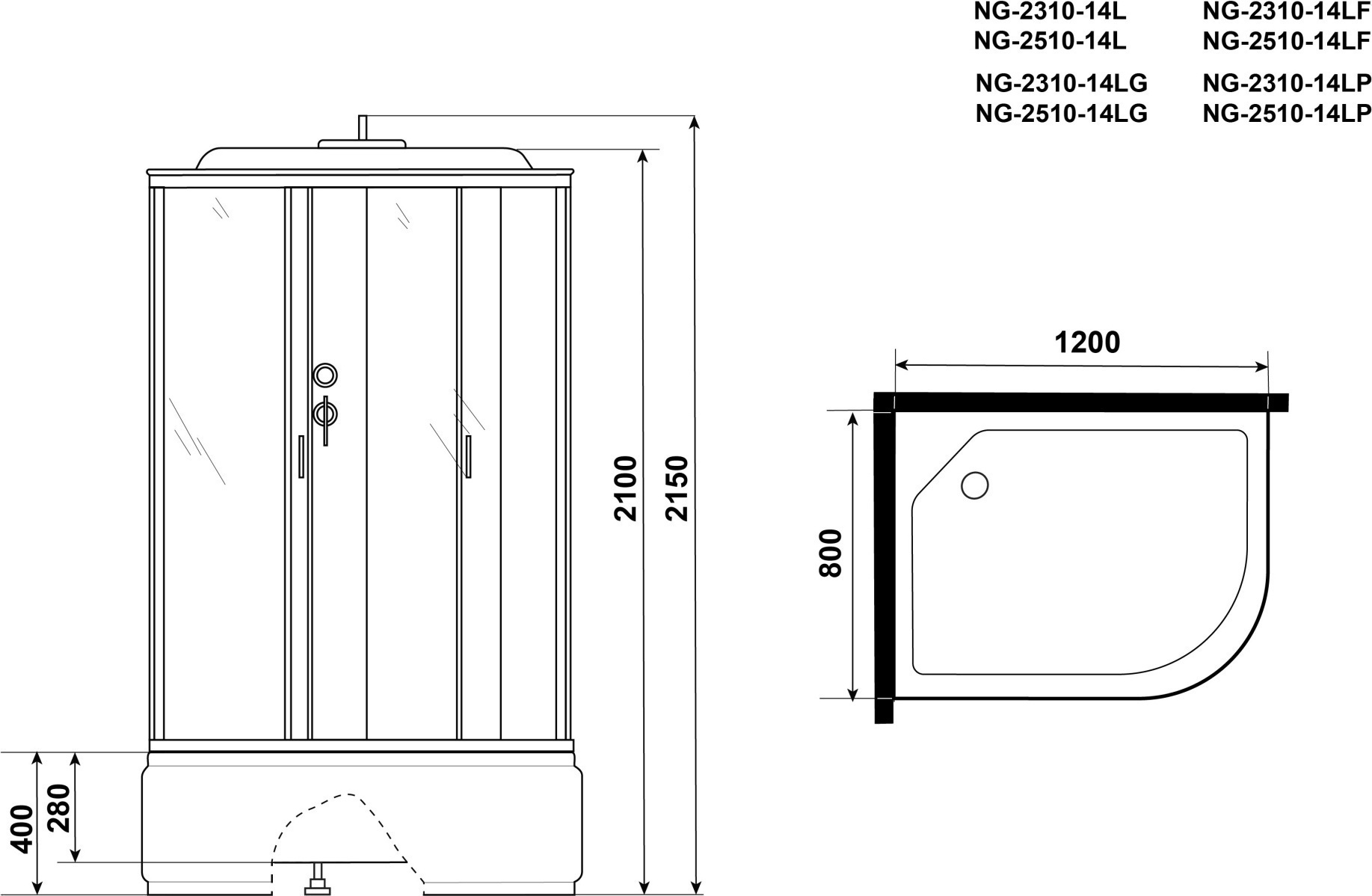 Душевая кабина Niagara Classic NG-2310-14LP 120x80