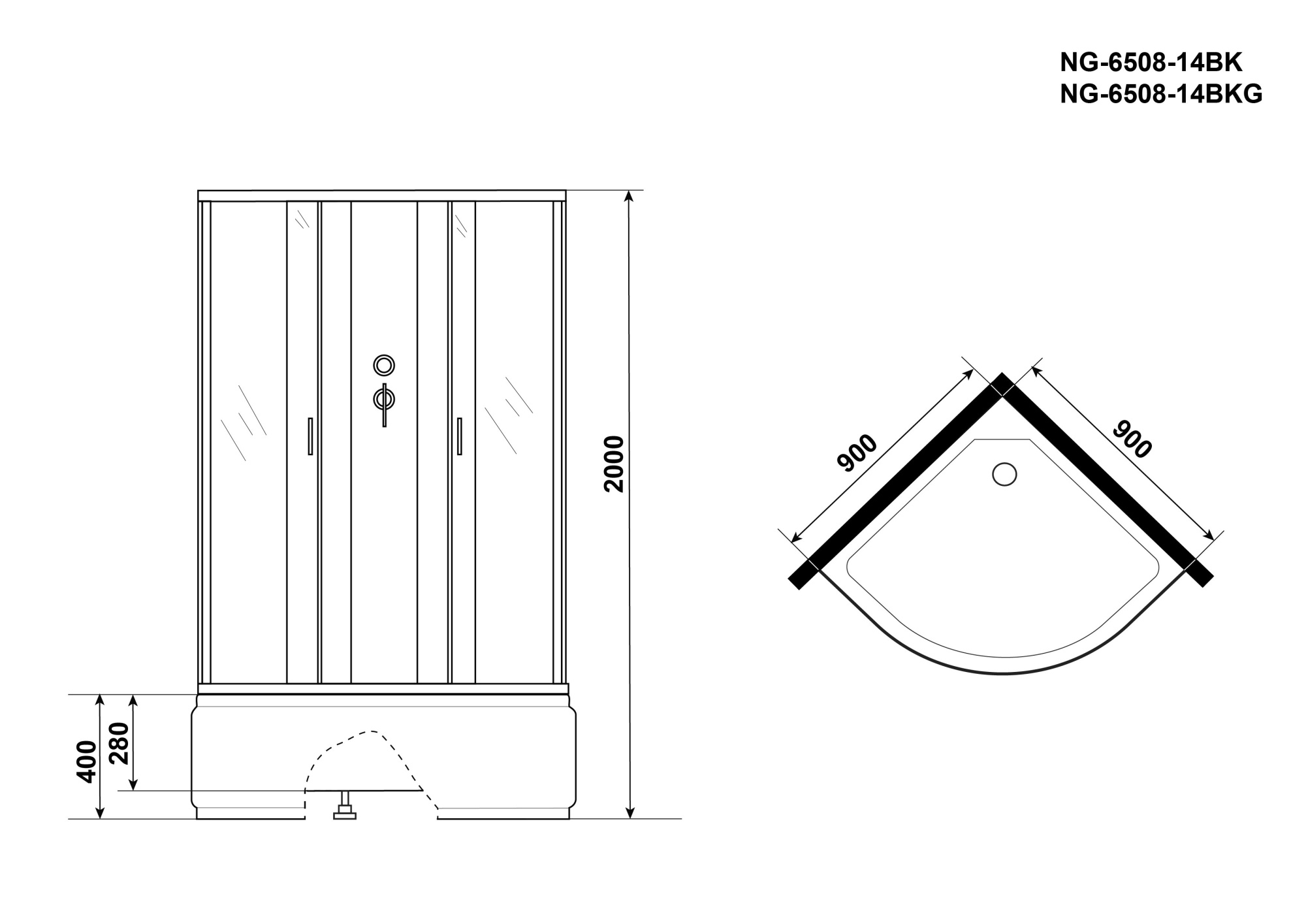 Душевая кабина Niagara Classic NG-6508-14BK 90x90