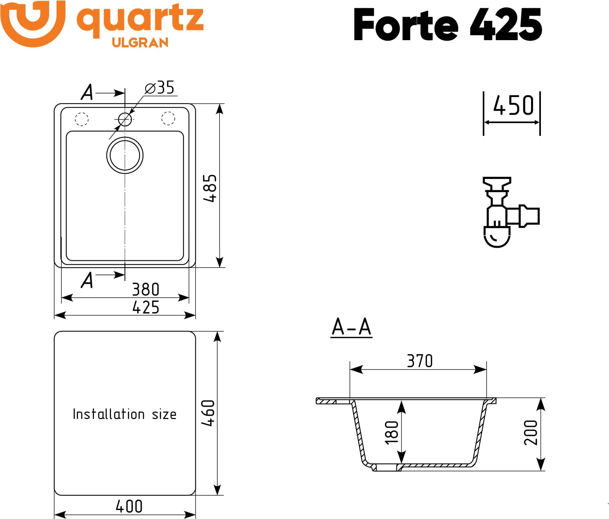 Кухонная мойка Ulgran Forte 425-06 Трюфель