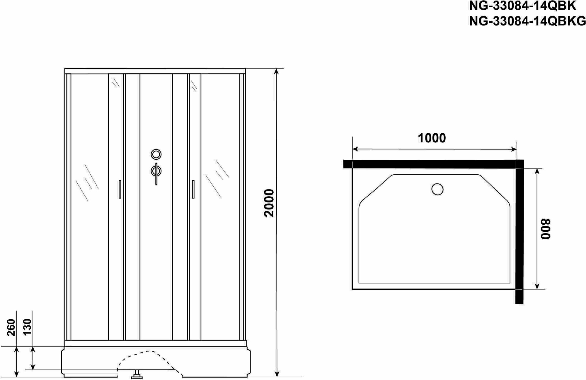 Душевая кабина Niagara Classic NG-33084-14QBKG 100x80