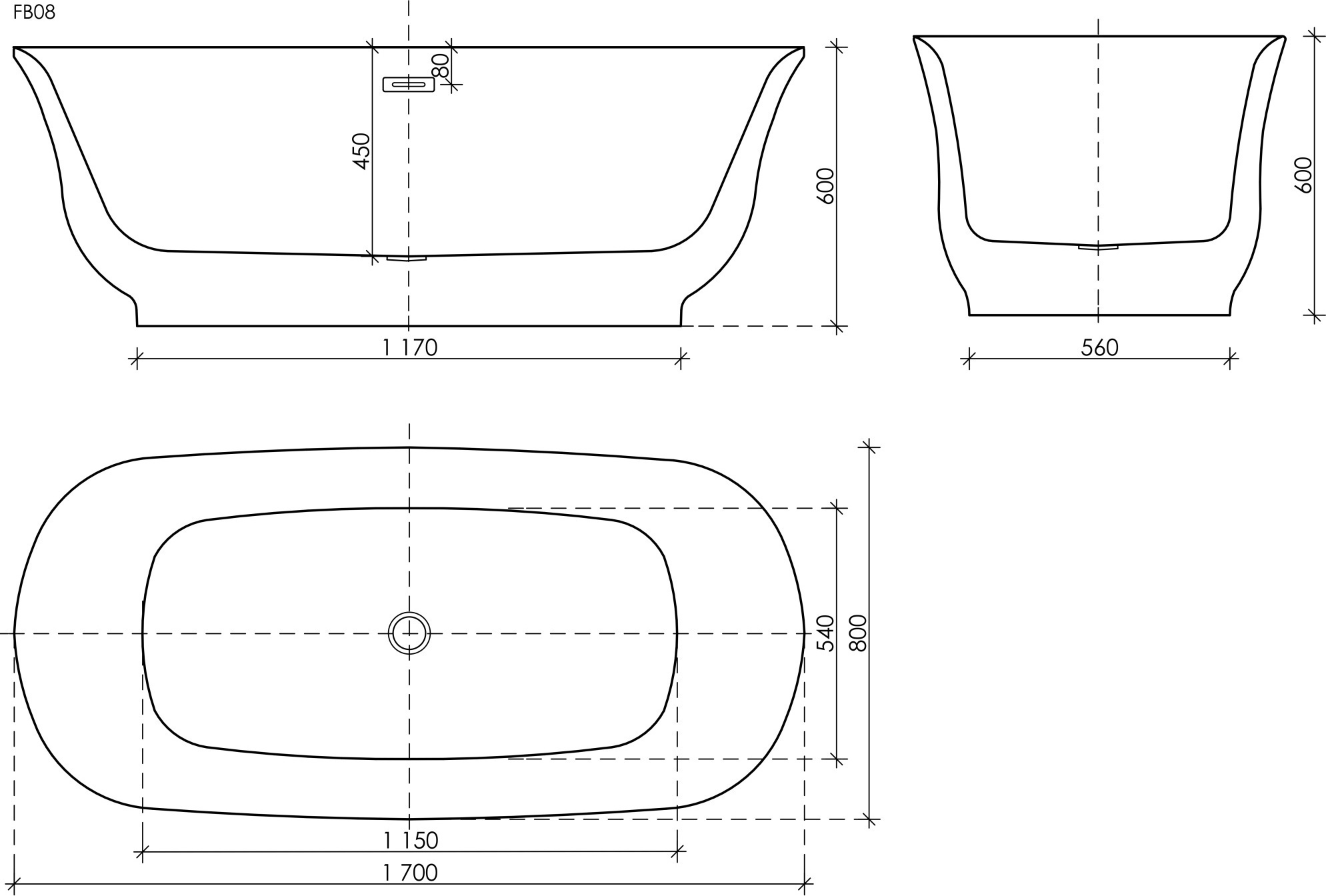 Акриловая ванна Sancos Viva 170x80