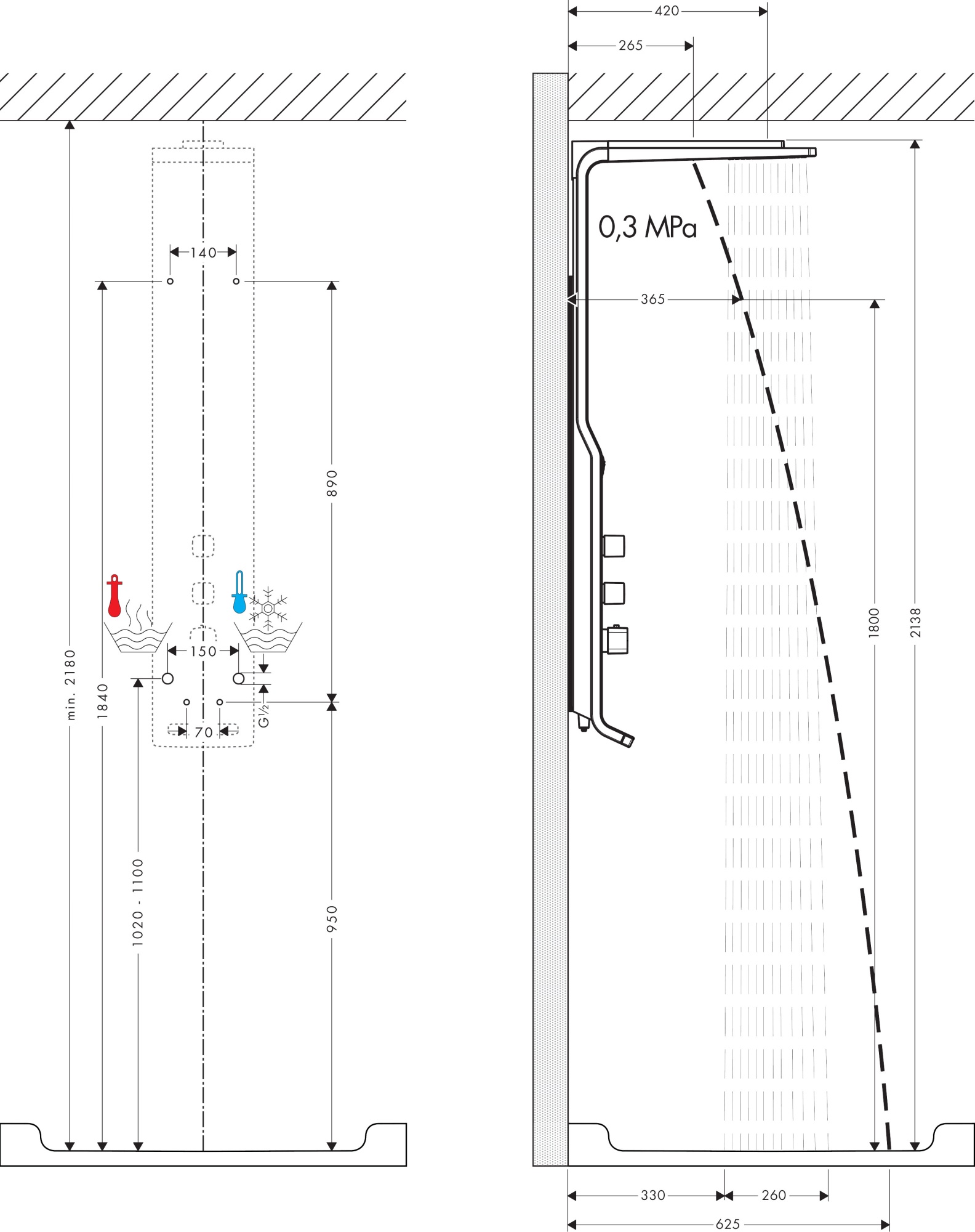 Душевая панель Hansgrohe Raindance 27008000