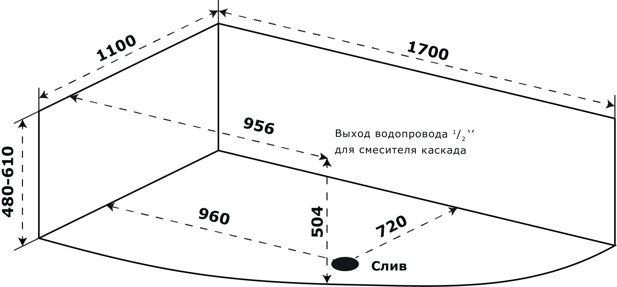 Акриловая ванна Azario Микона 170x110 R