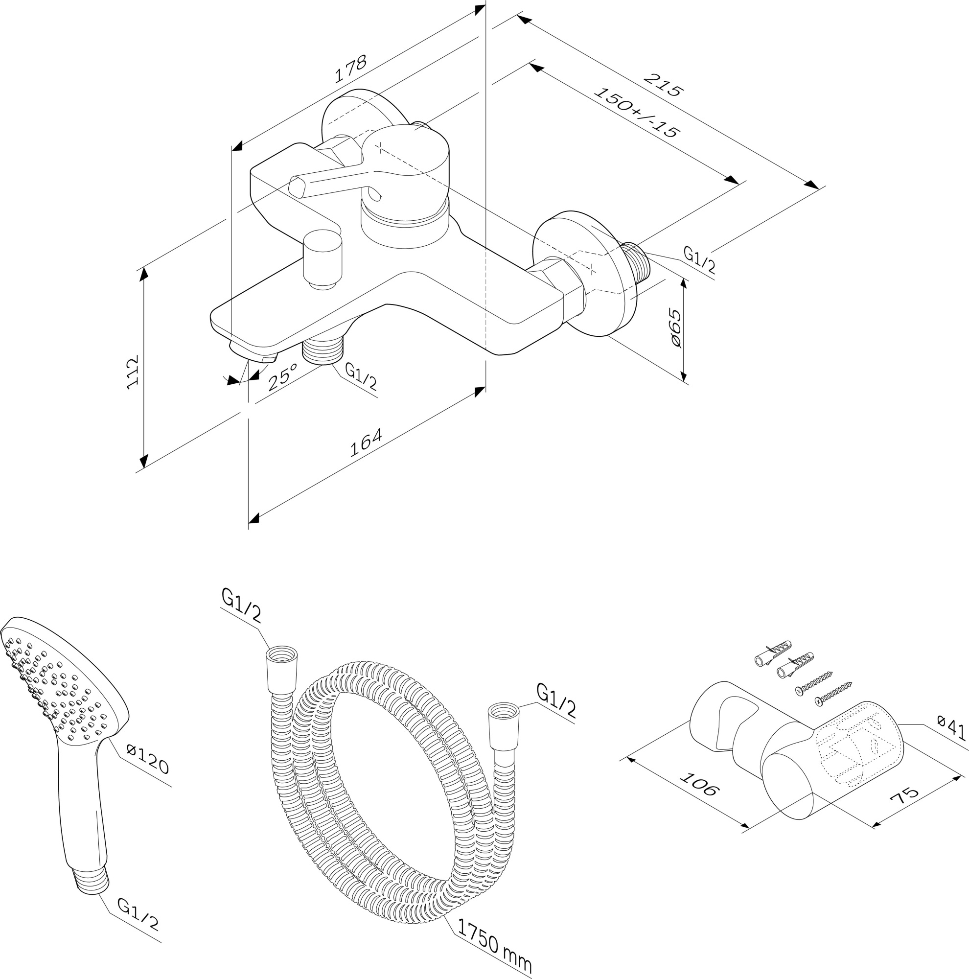 Смеситель Am.Pm X-Joy S F85B15000 для ванны