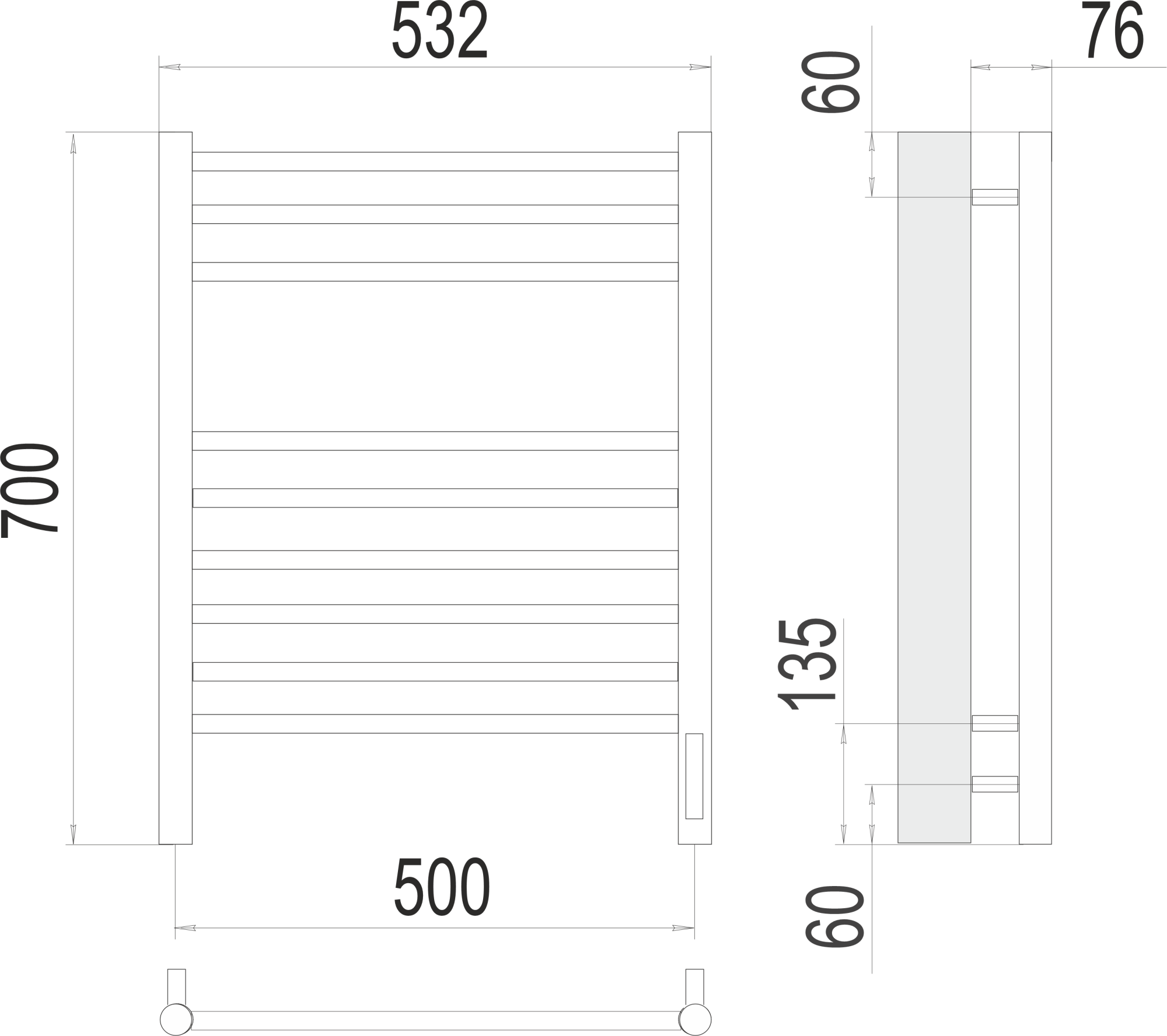 Полотенцесушитель электрический Terminus Lux Аврора П9 50x70