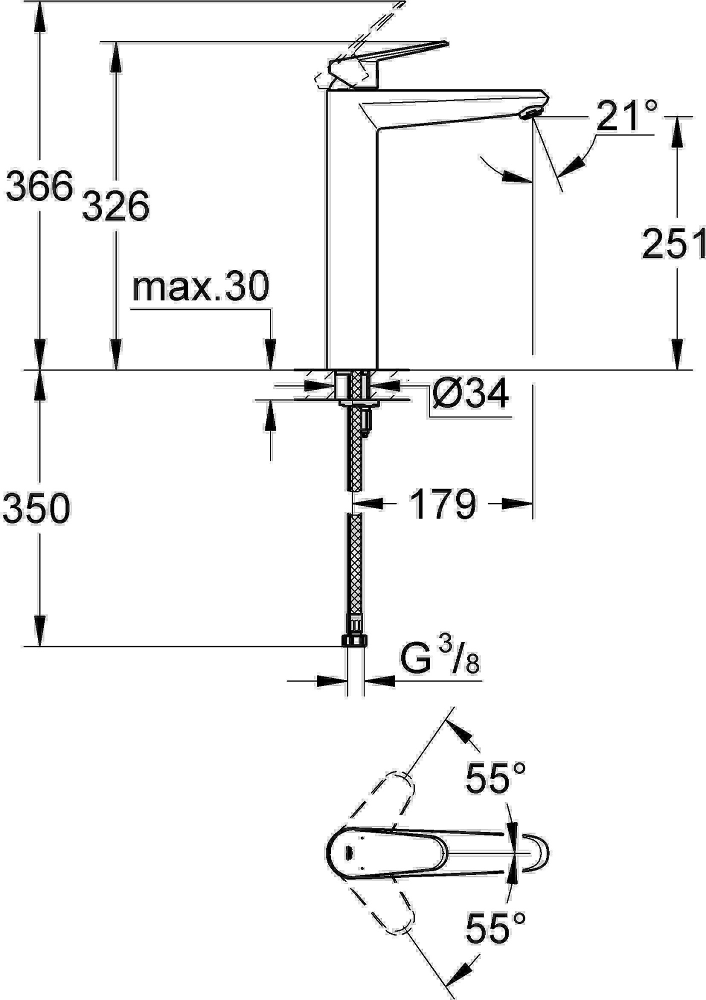 Смеситель Grohe Eurodisc Cosmopolitan 23432000 для раковины-чаши