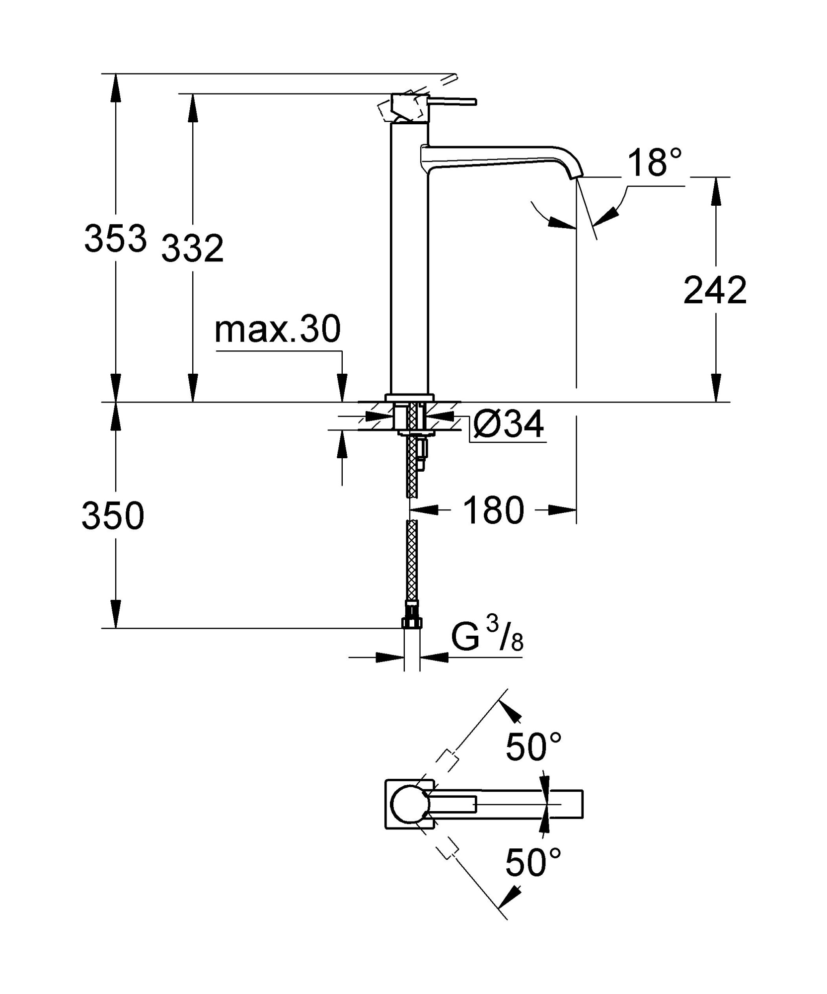 Смеситель Grohe Allure 23403000 для раковины-чаши