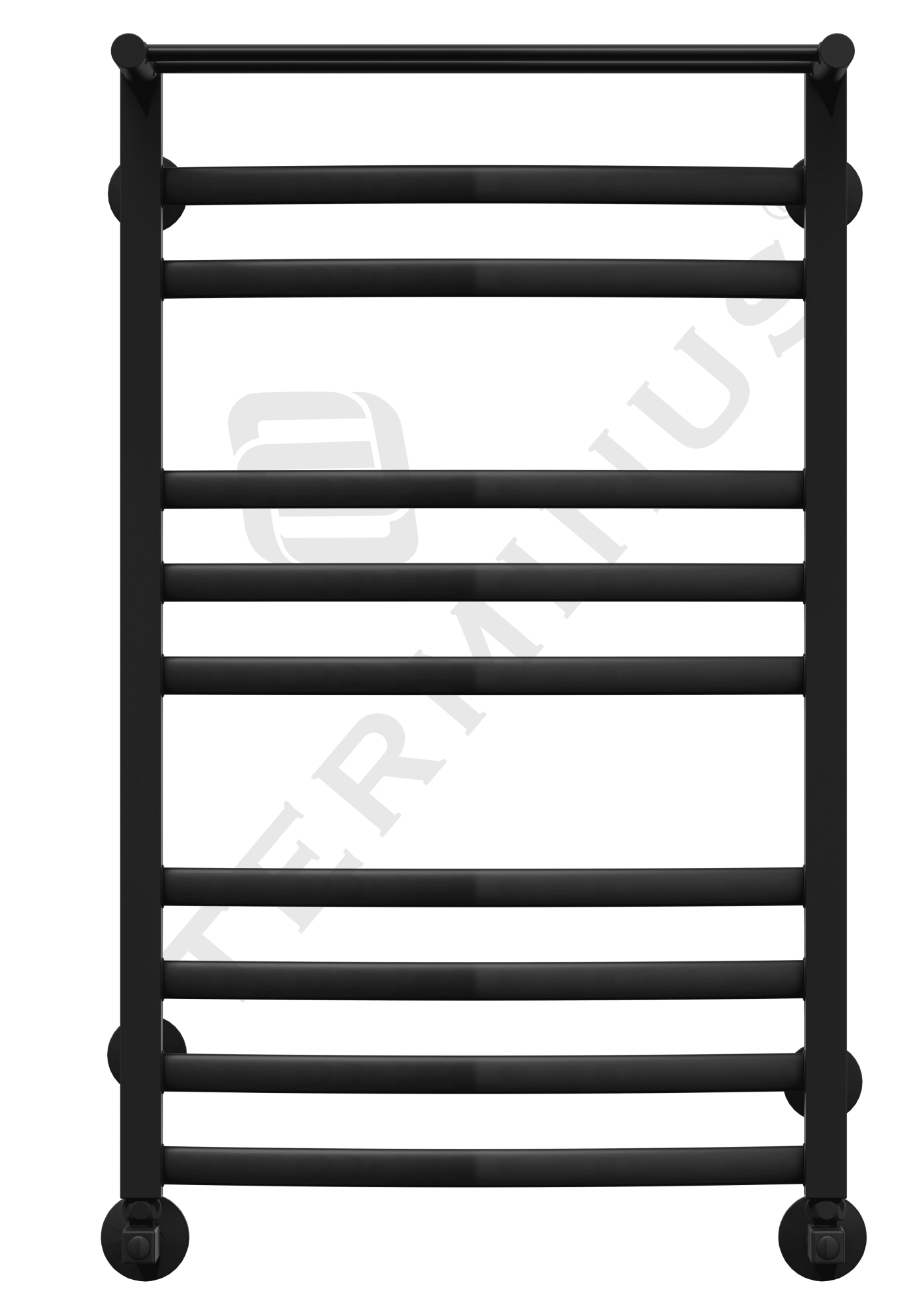 Полотенцесушитель водяной Terminus Standart Енисей П10 50x84 black mat, с полкой