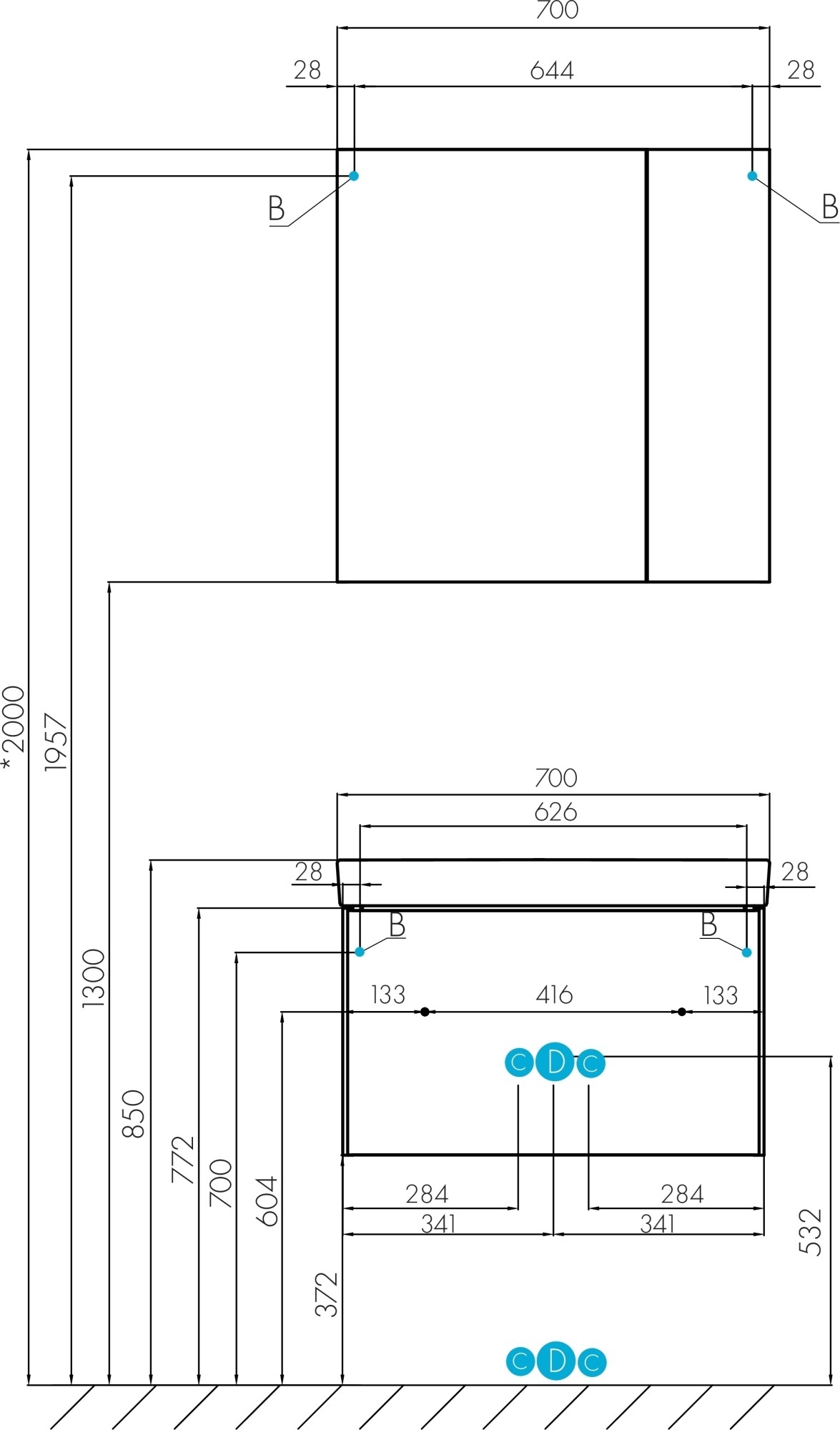 Тумба с раковиной Aquaton Асти 70 1A2630K0AXD70 ясень шимо