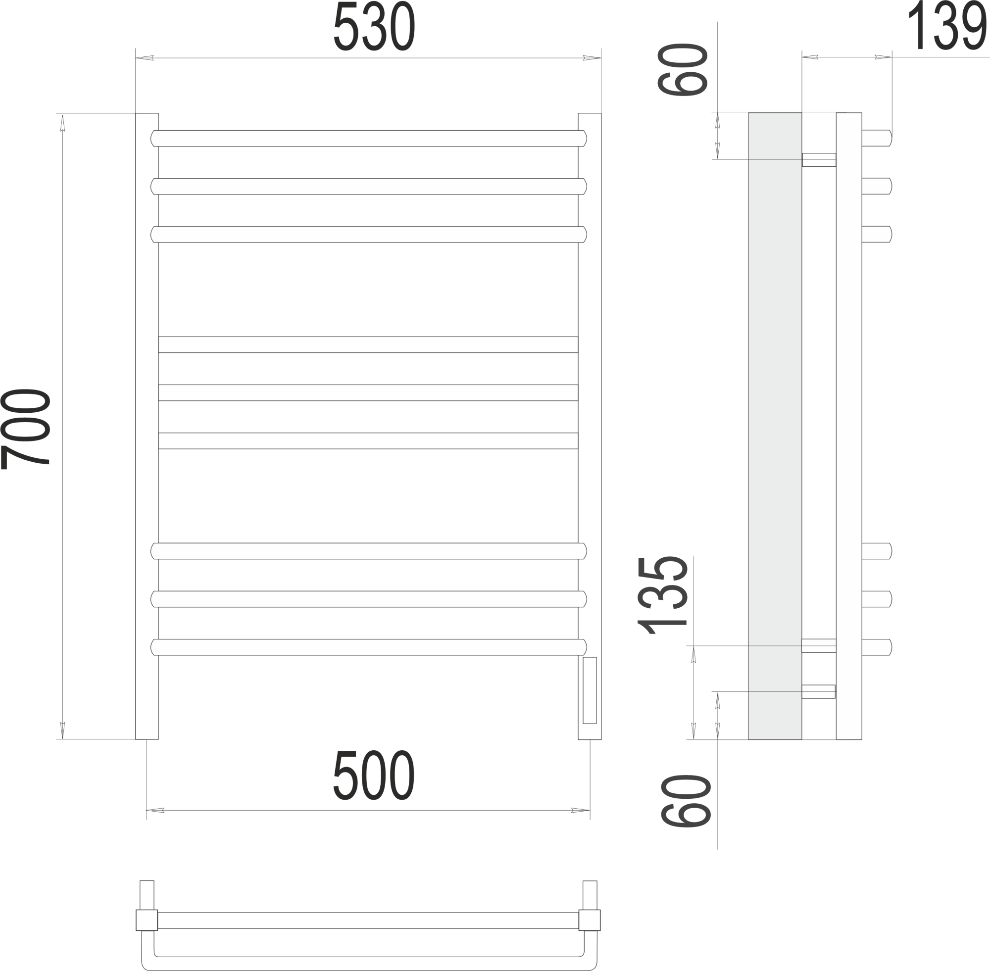 Полотенцесушитель электрический Terminus Lux Соренто П9 50x70