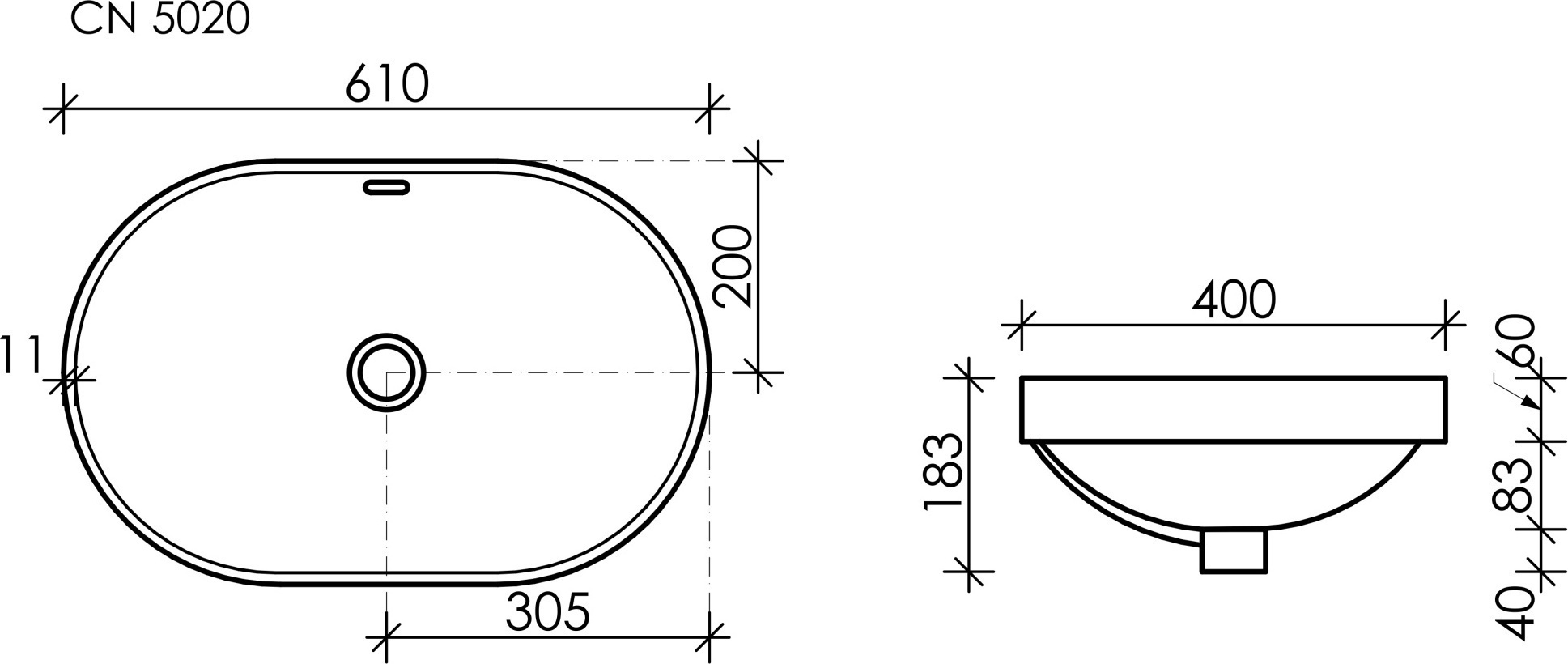 Раковина Ceramicanova Element 60 CN5020