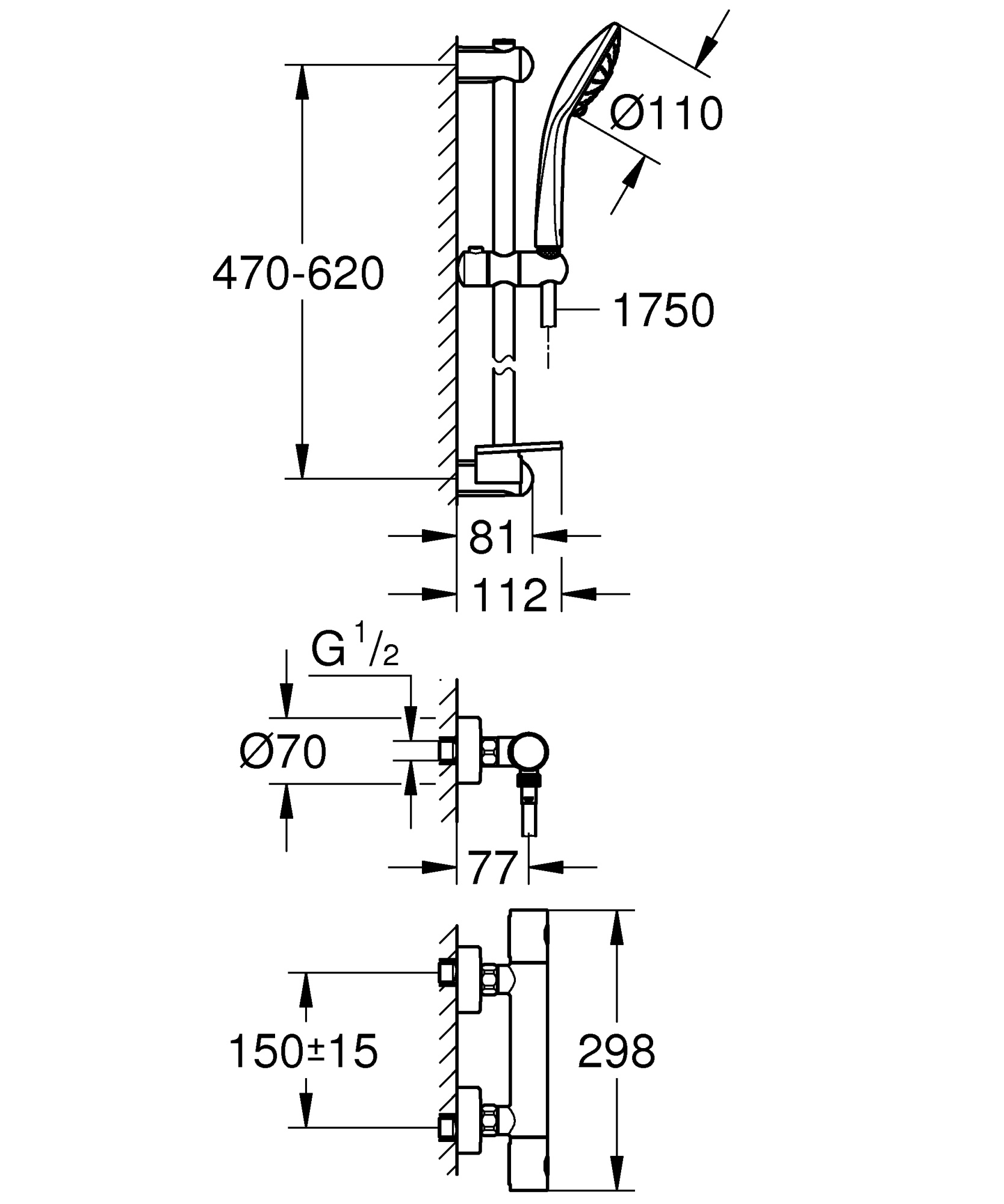 Душевой комплект Grohe Grohtherm 1000 Cosmopolitan 34286002