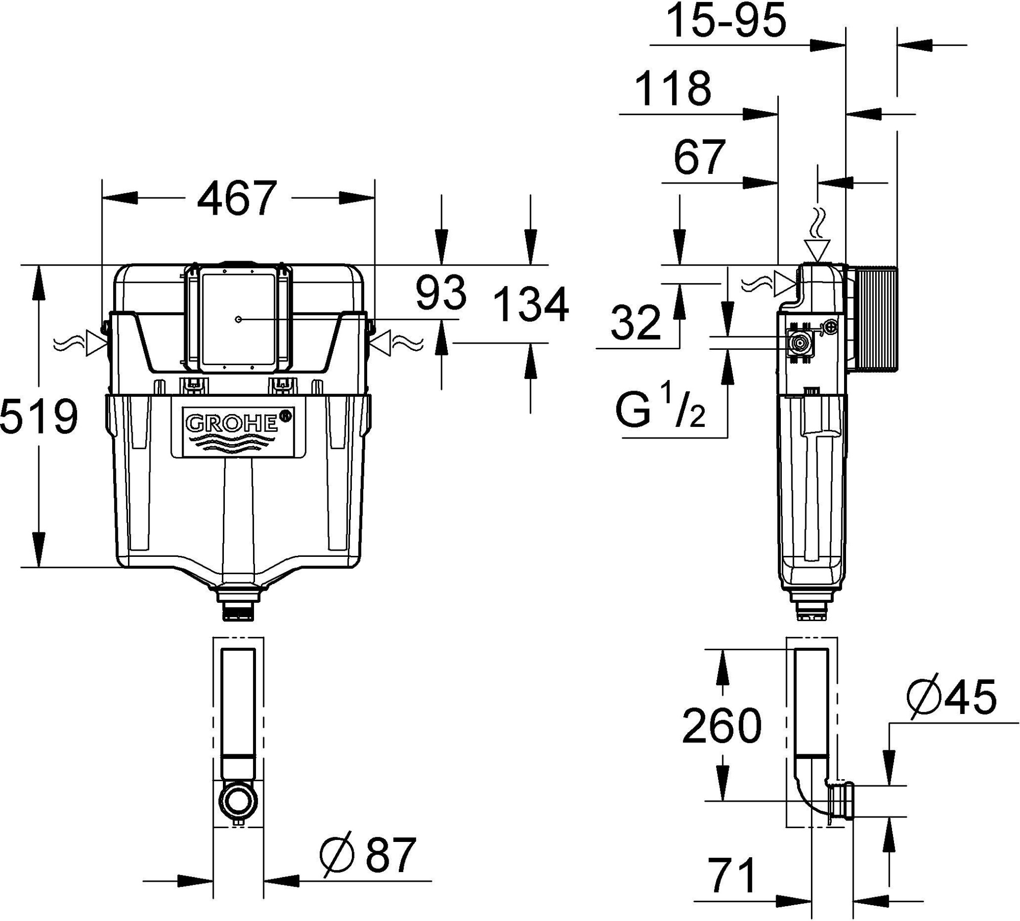 Бачок скрытого монтажа Grohe GD2 38661000