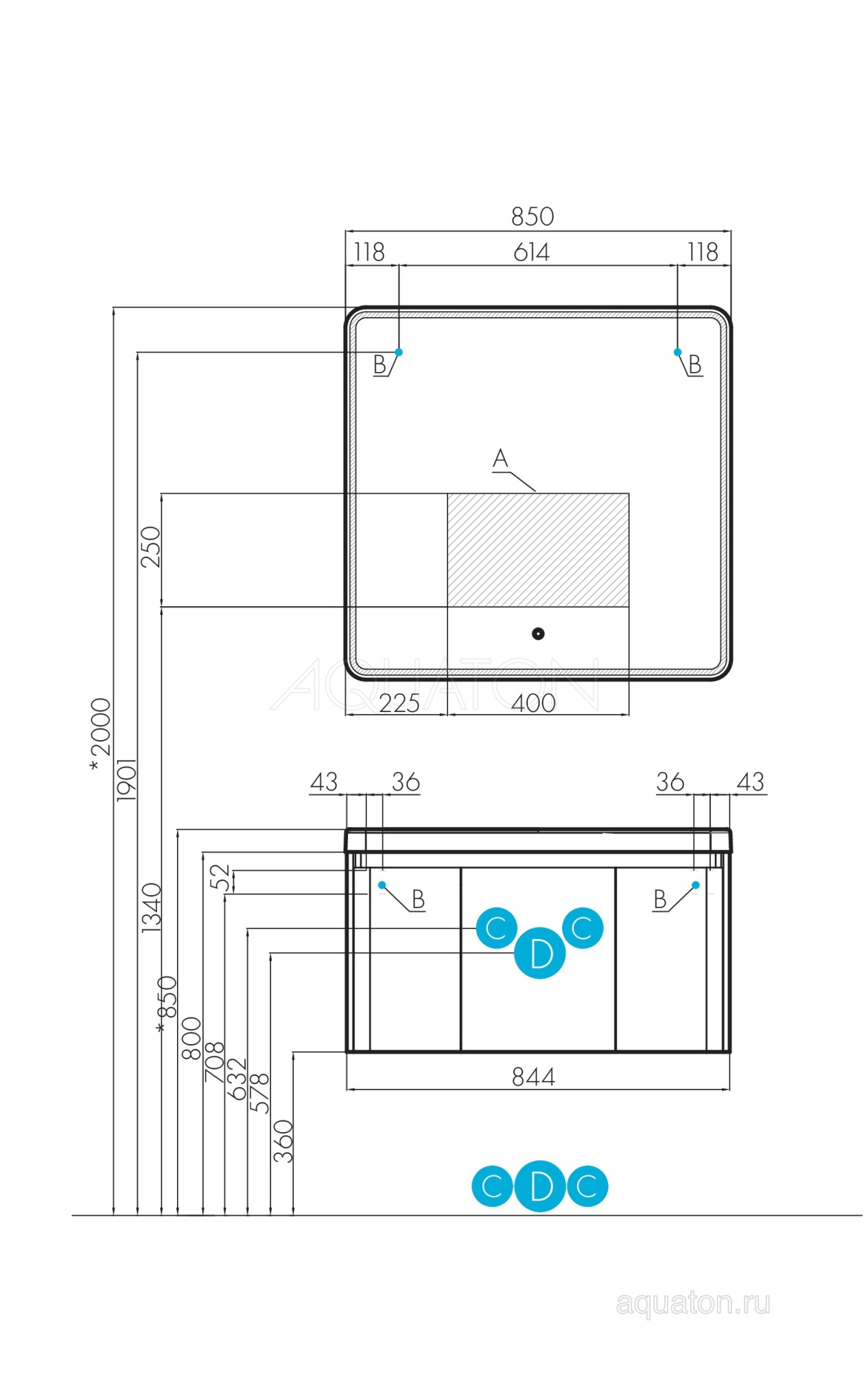 Тумба с раковиной Aquaton Шерилл 85 1A2088K1SH010