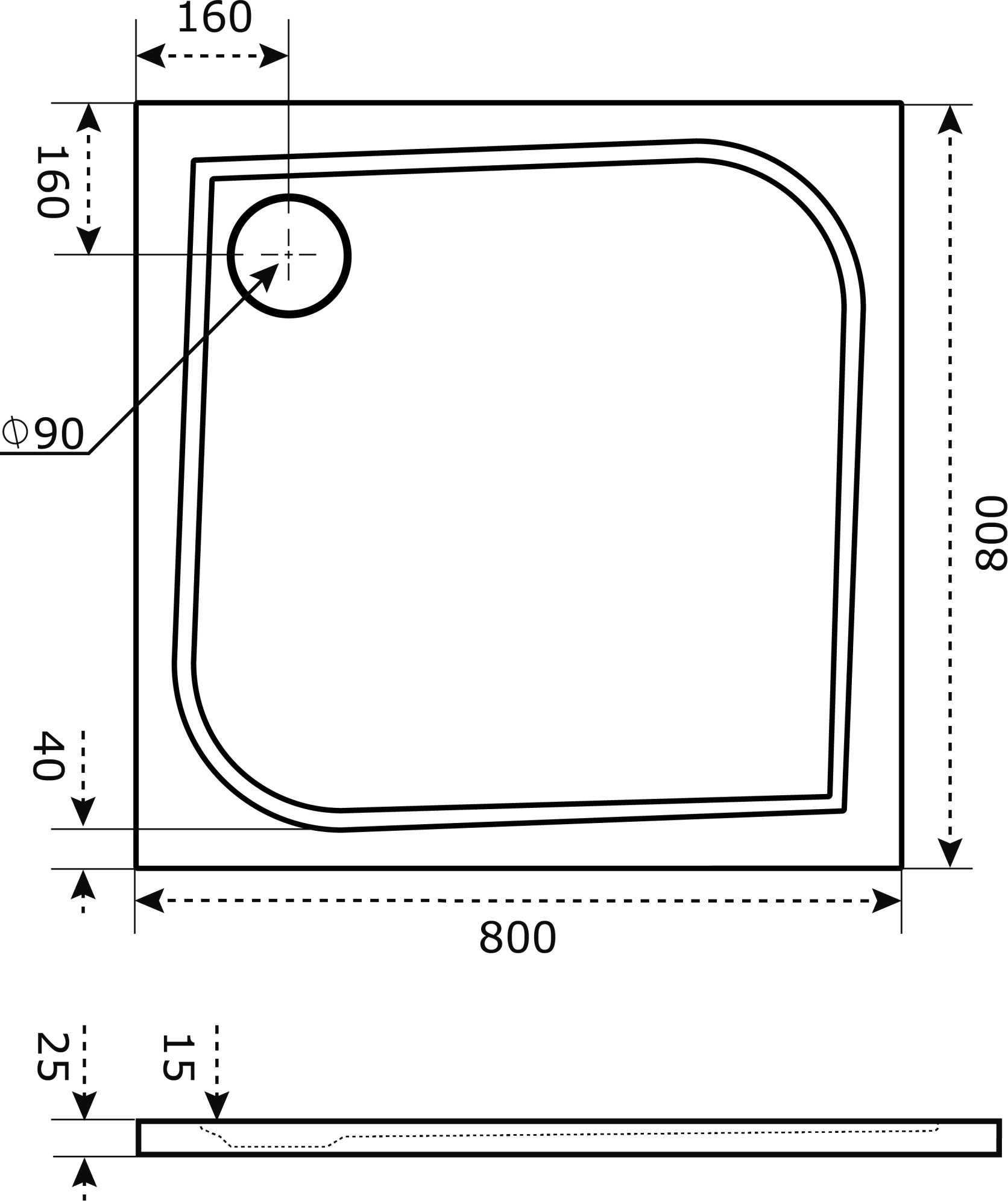 Душевой поддон Good Door Квадро 80x80 B