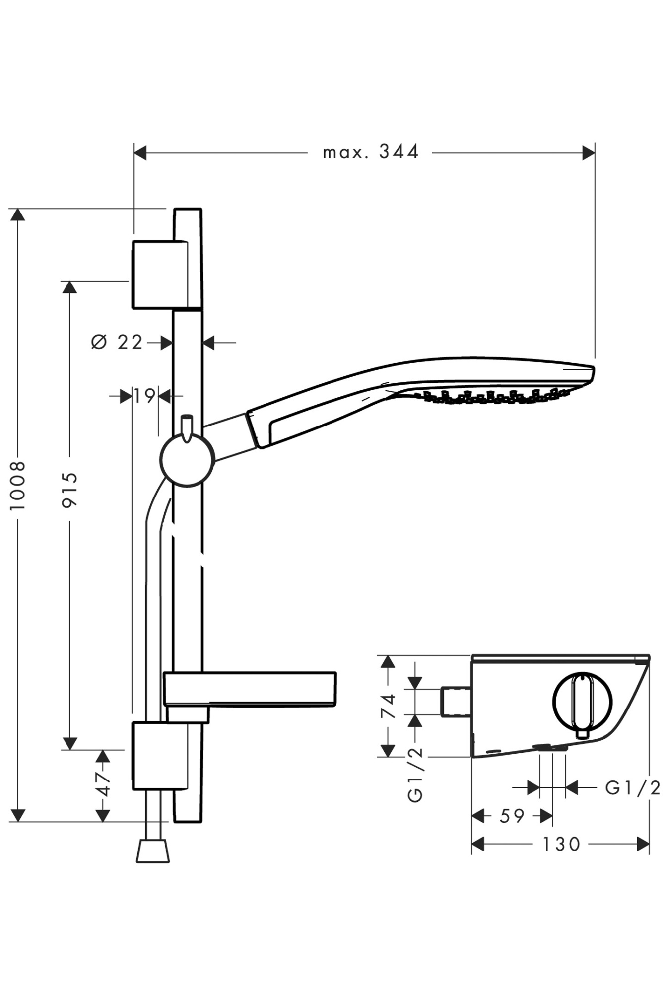 Душевой комплект Hansgrohe Raindance Select S 27037400